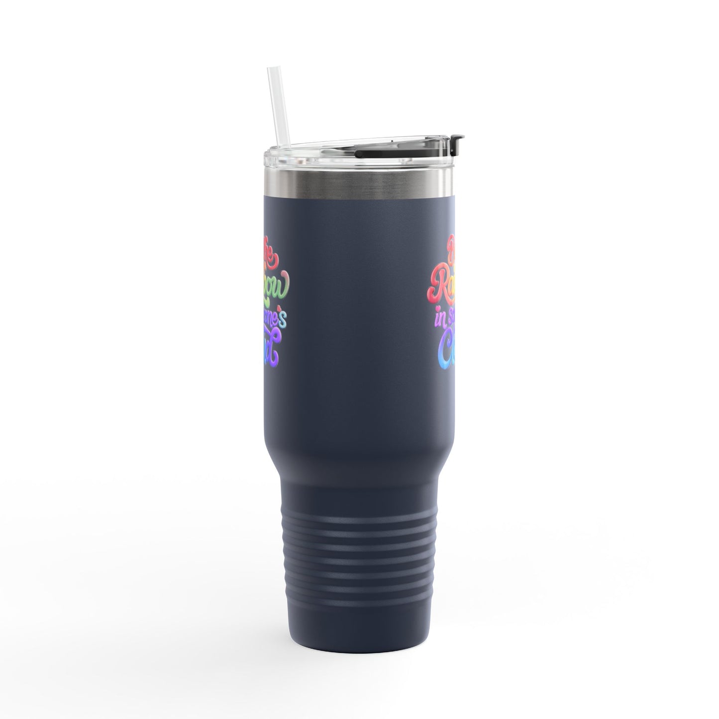 40oz Insulated Travel Mug – Stainless Steel, Spill-Proof, Motivational Rainbow Design