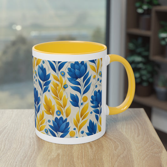 Floral Two-Tone Coffee Mug, Perfect for Home or Office, Gift for Coffee Lovers, Unique Kitchen Decor, Ideal for Birthdays, Mother's Day