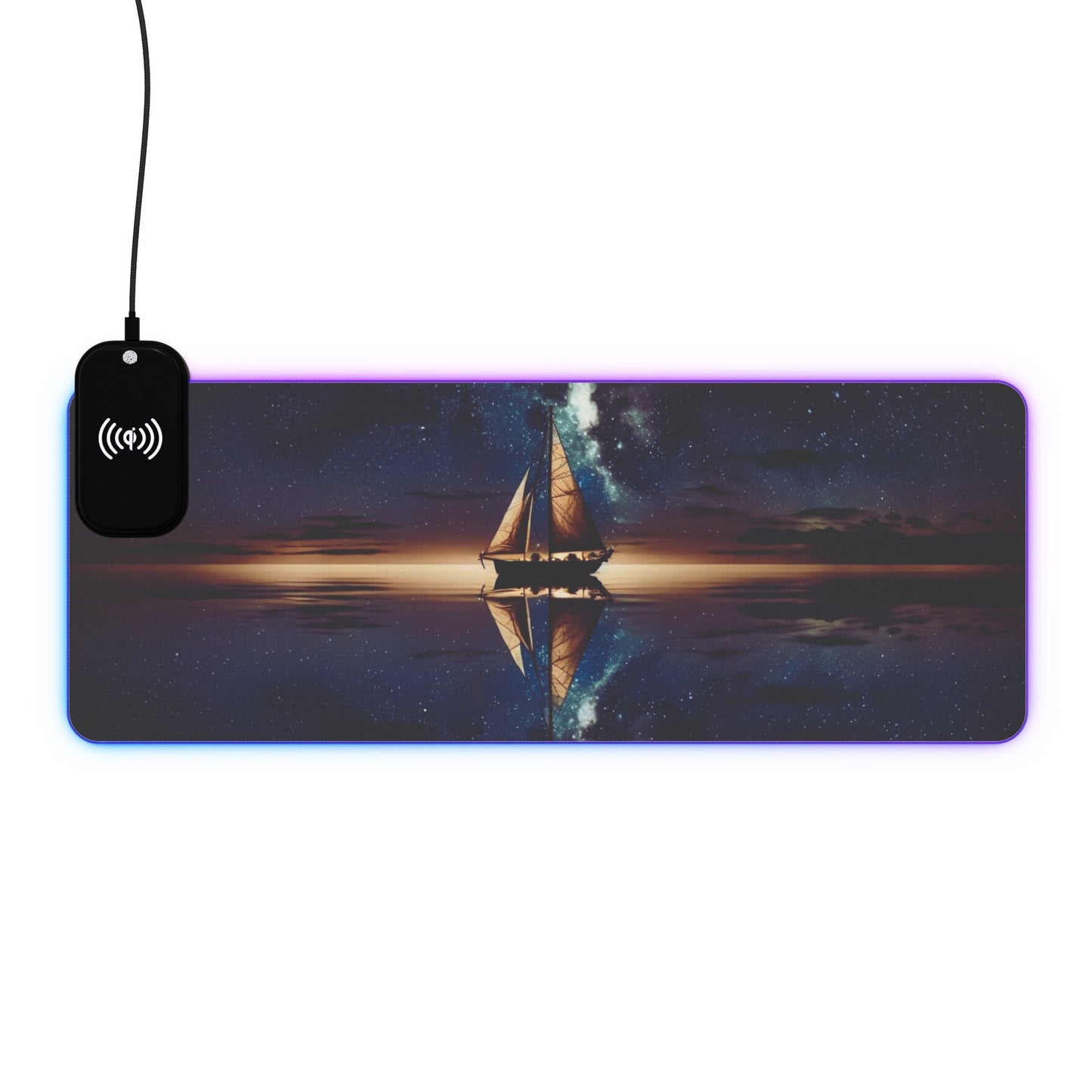 RGB Gaming Mouse Pad: Qi Wireless Charging, Starry Night Design