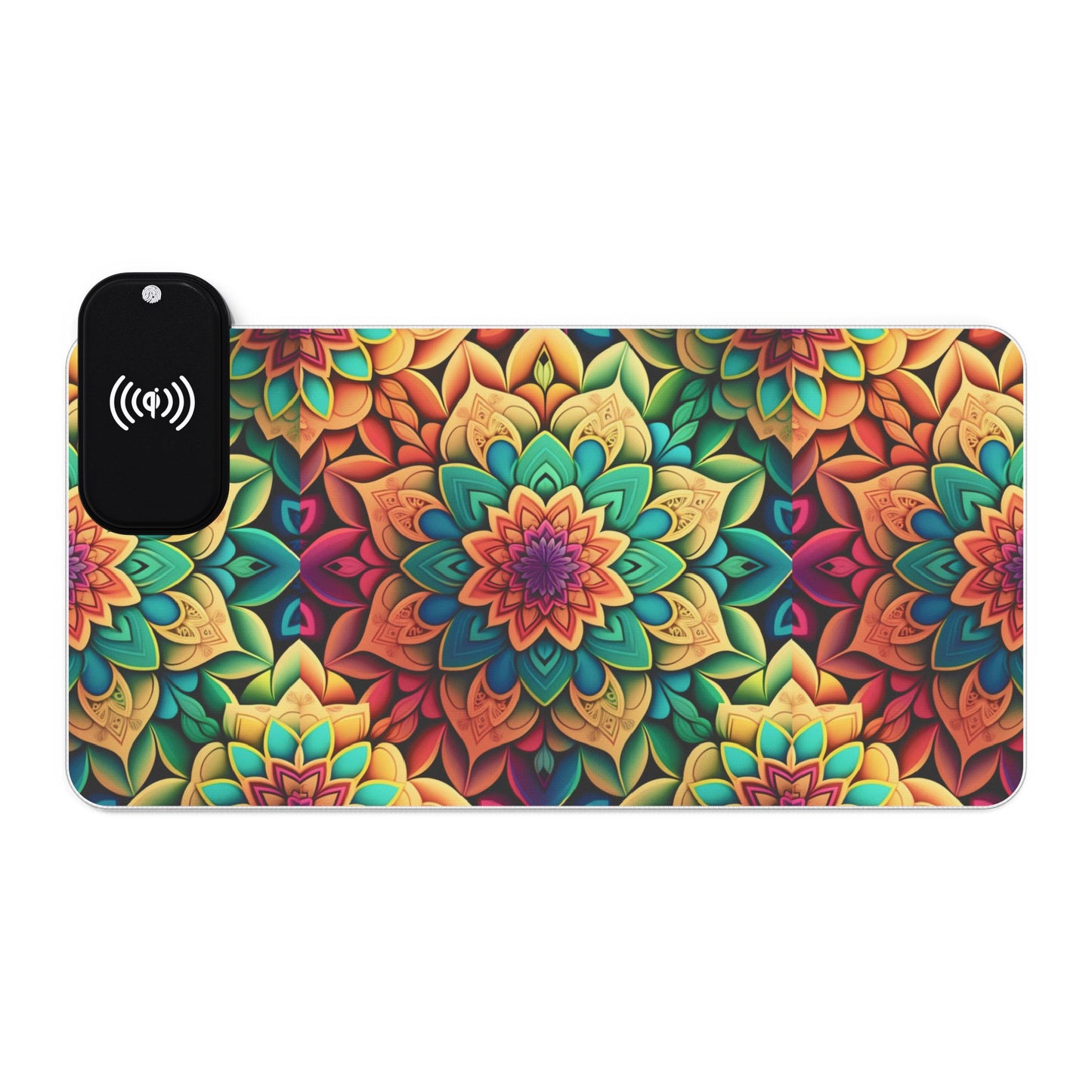 Mandala RGB Gaming Mouse Pad | Wireless Charging | Large Artistic Desk Mat