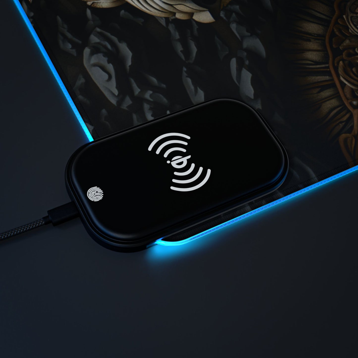 Lion Mandala RGB LED Gaming Mouse Pad with Wireless Charging