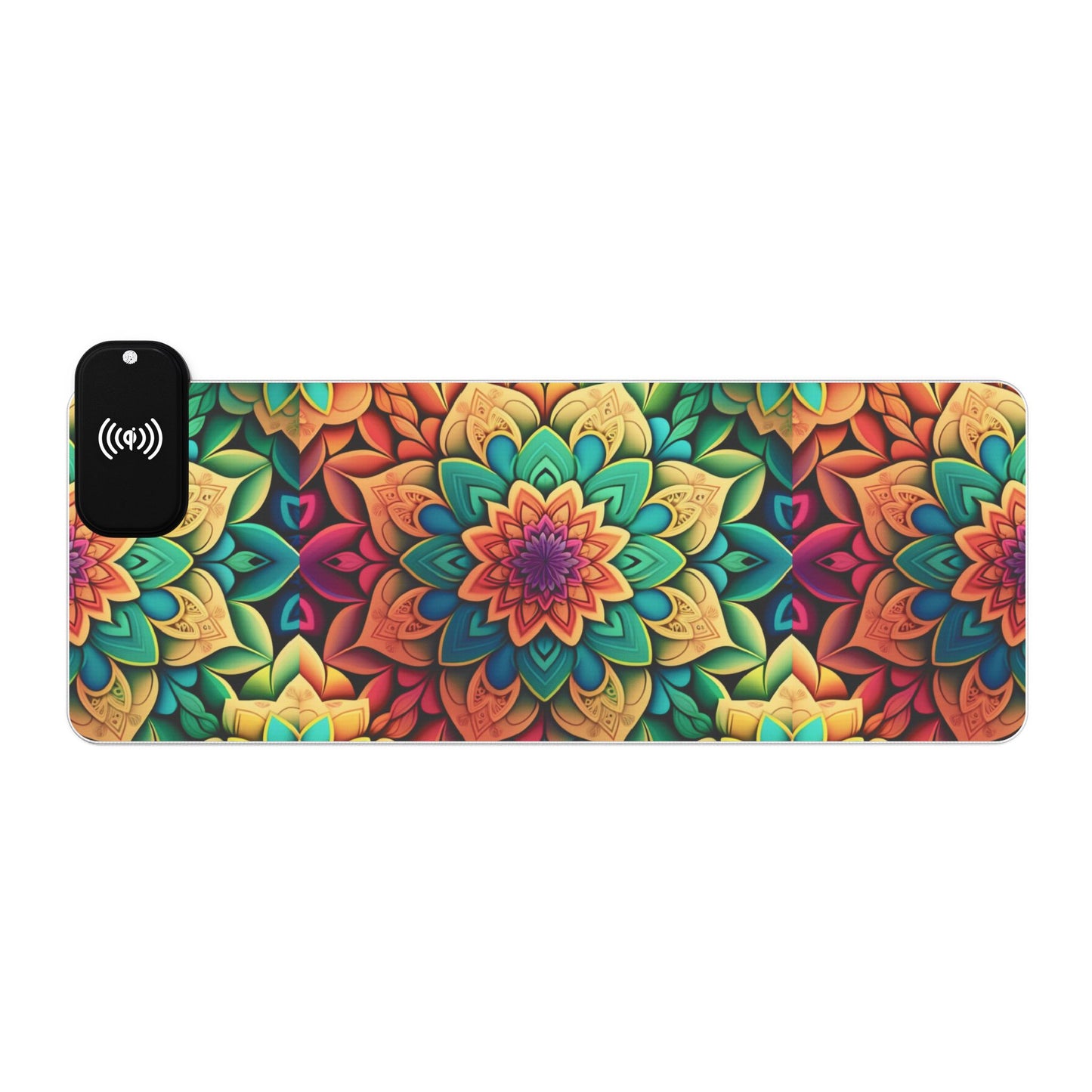 Mandala RGB Gaming Mouse Pad | Wireless Charging | Large Artistic Desk Mat