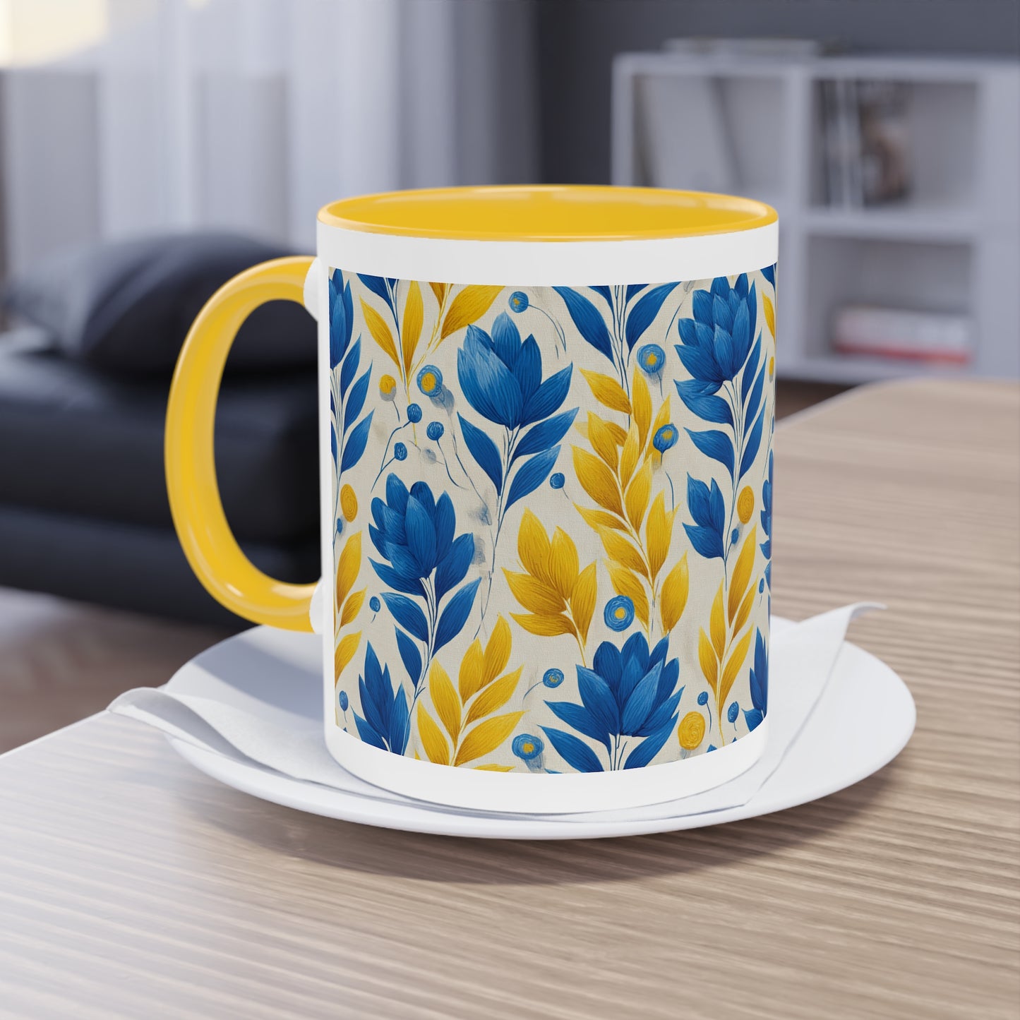Floral Two-Tone Coffee Mug, Perfect for Home or Office, Gift for Coffee Lovers, Unique Kitchen Decor, Ideal for Birthdays, Mother's Day