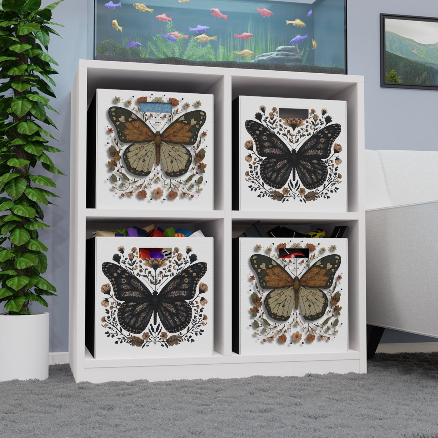 Butterfly Felt Storage Box, Decorative Organizing Bins, Boho Storage Baskets, Home Décor, Gift for Nature Lovers