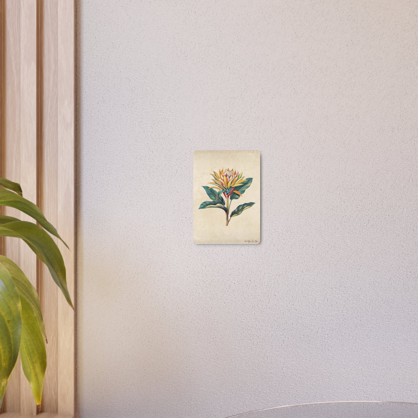 3D Floral Metal Wall Art - Botanical Aluminum Print with Matte Finish, Artist Signed