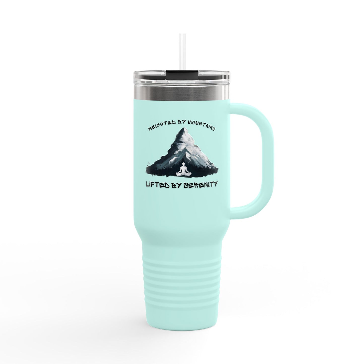 40 oz Insulated Stainless Steel Tumbler with Handle & Straw - White Mountain Quote Travel Mug