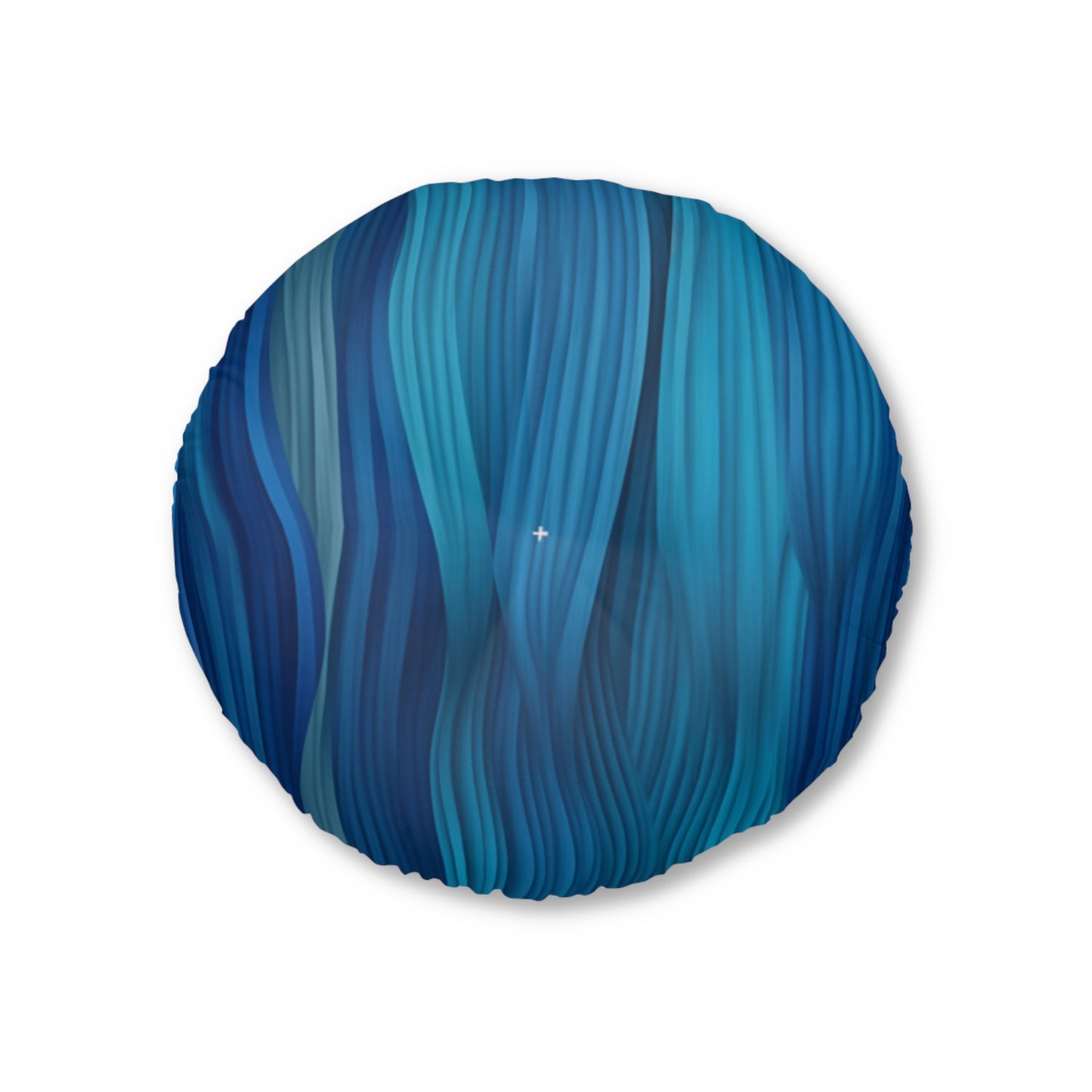 Round Tufted Floor Pillow, Blue Aurora Boho Cushion – Cozy Floor Seating & Meditation