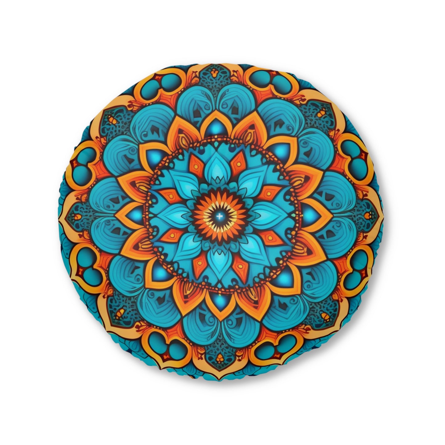 Round Mandala Floor Pillow - Boho Pouf Cushion for Seating & Meditation, 2 Sizes, Double-Sided