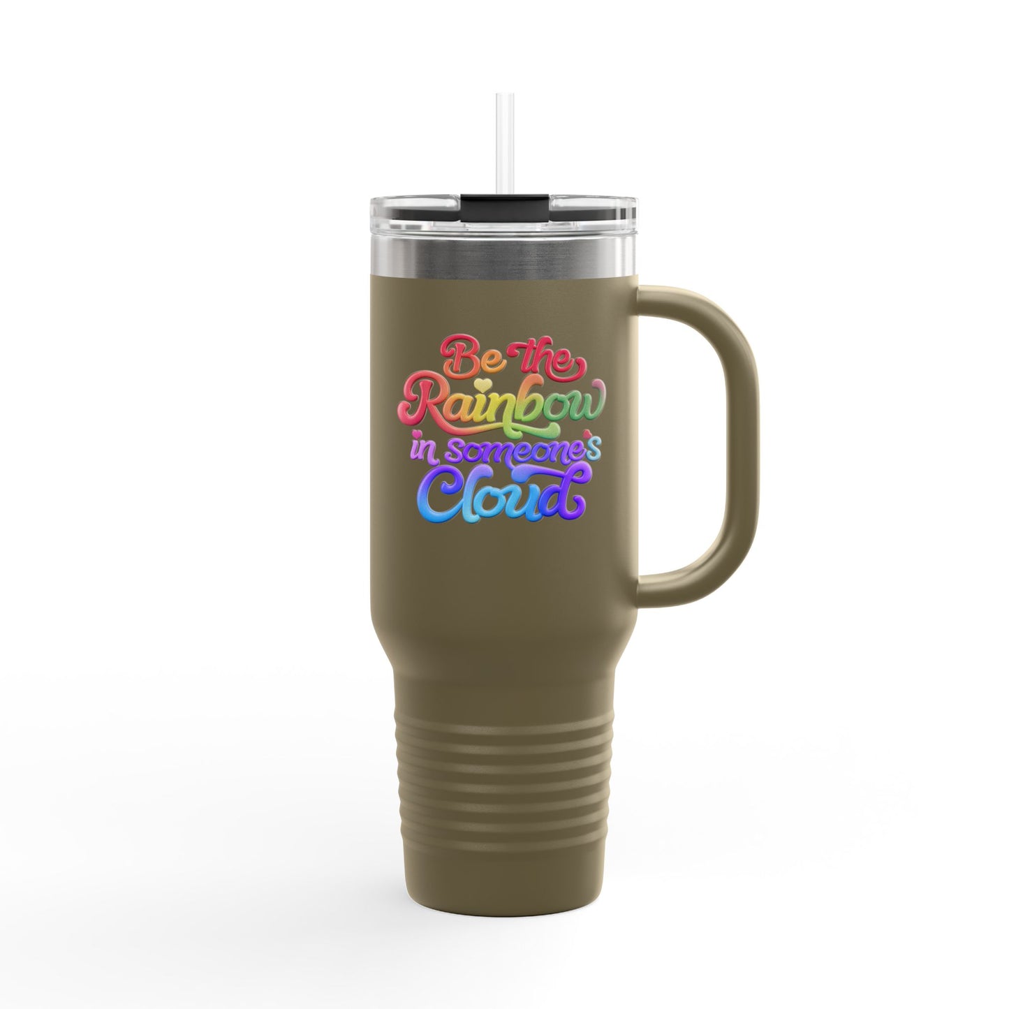 40oz Insulated Travel Mug – Stainless Steel, Spill-Proof, Motivational Rainbow Design