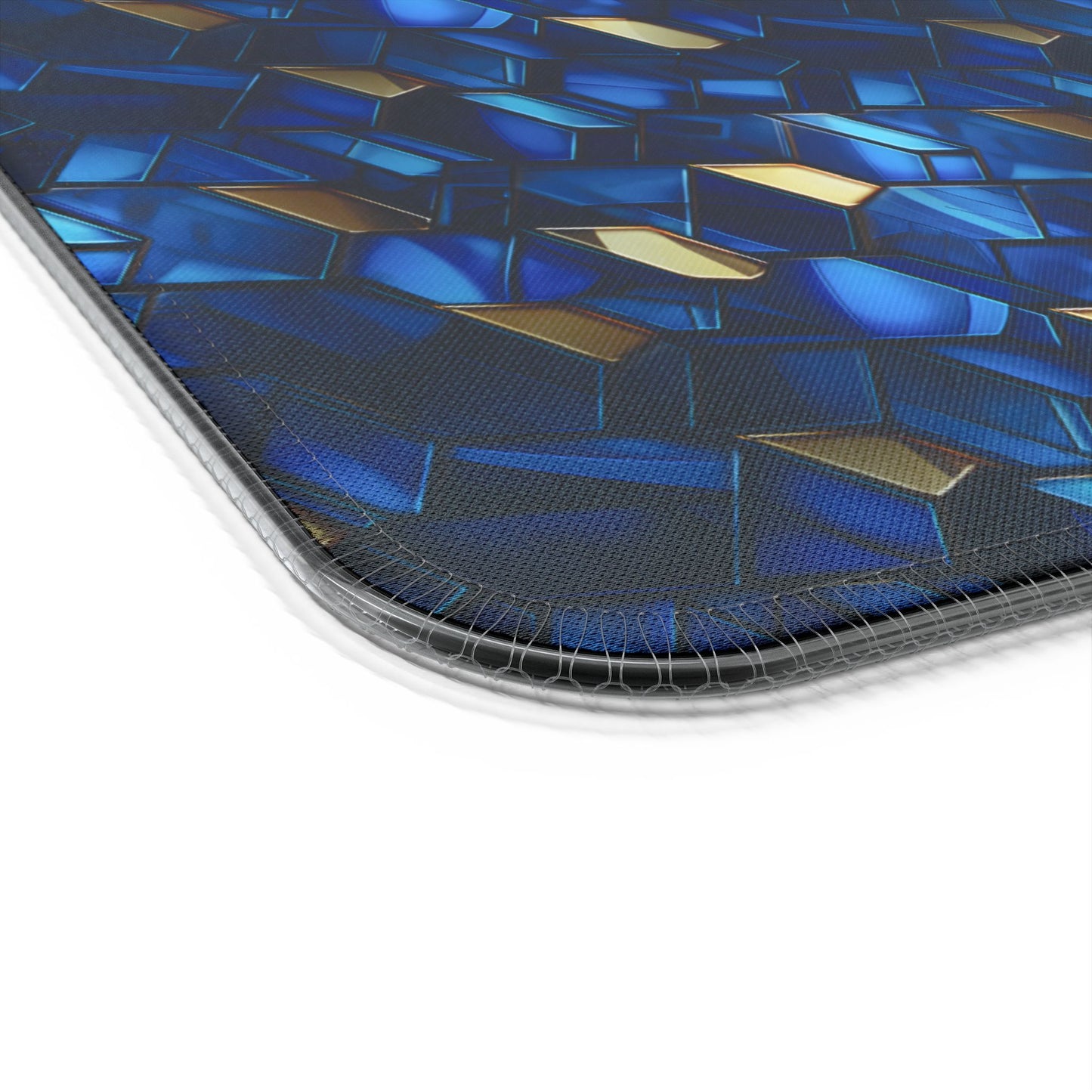 rgb gaming mouse pad with 15w qi charging – blue & gold geometric desk mat