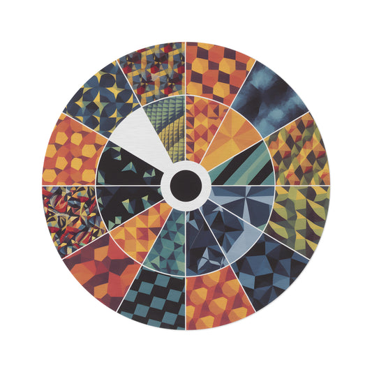 60" Round Geometric Rug Colorful Modern Art Design Durable Polyester Chenille Floor Decor