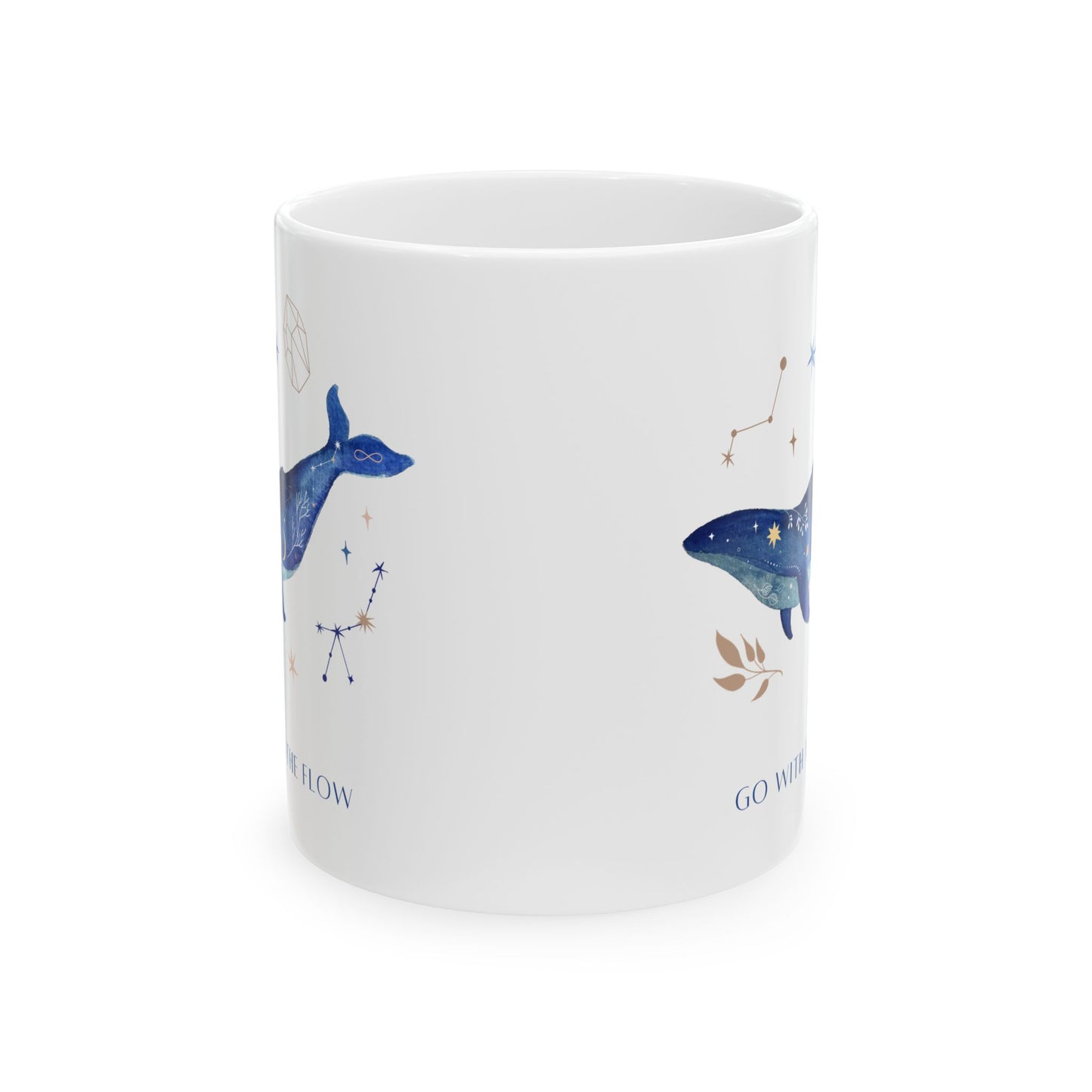 Galaxy Whale Coffee Mug | Celestial Ocean Art Cup | Go With The Flow Mindfulness Gift for Star Gazers