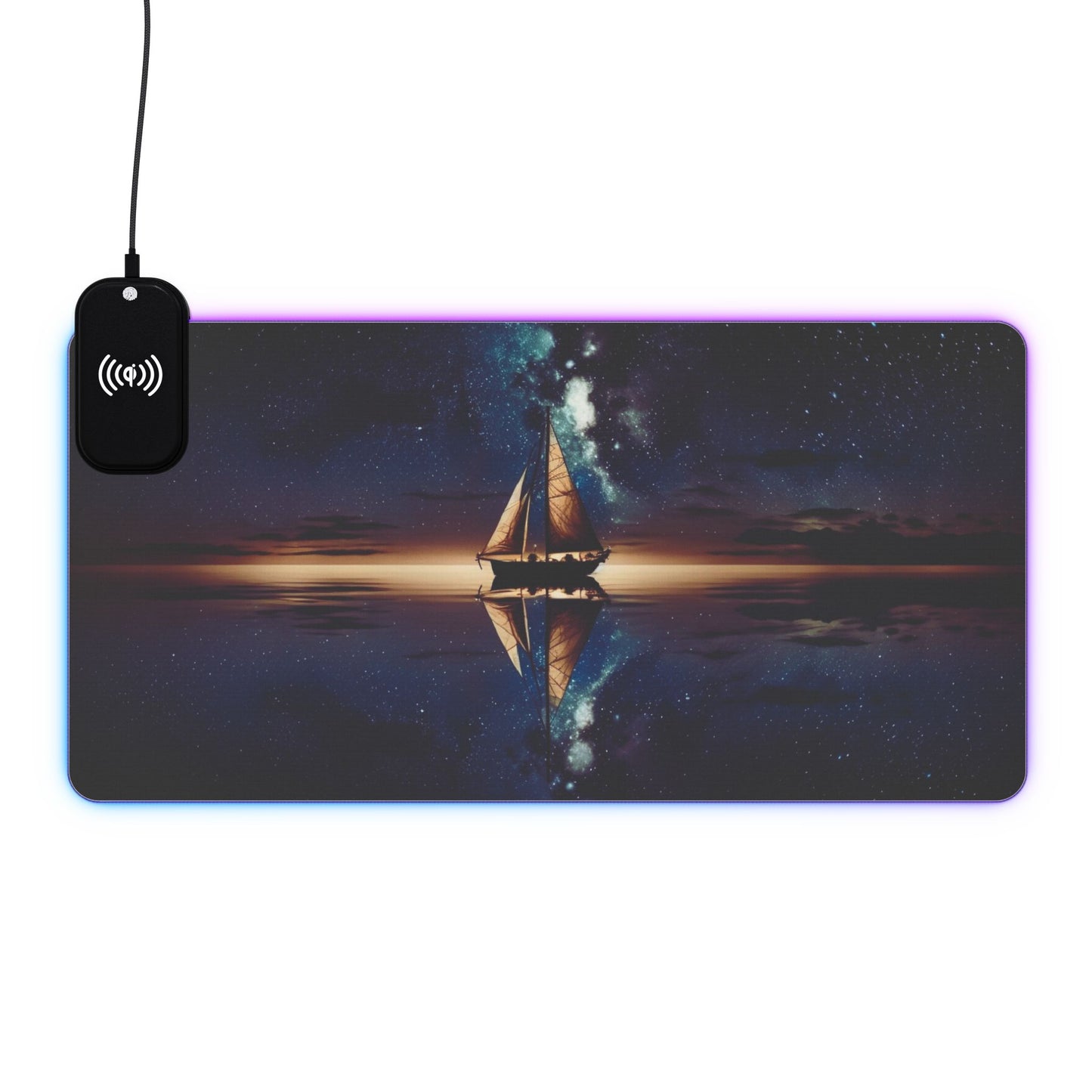 RGB Gaming Mouse Pad: Qi Wireless Charging, Starry Night Design