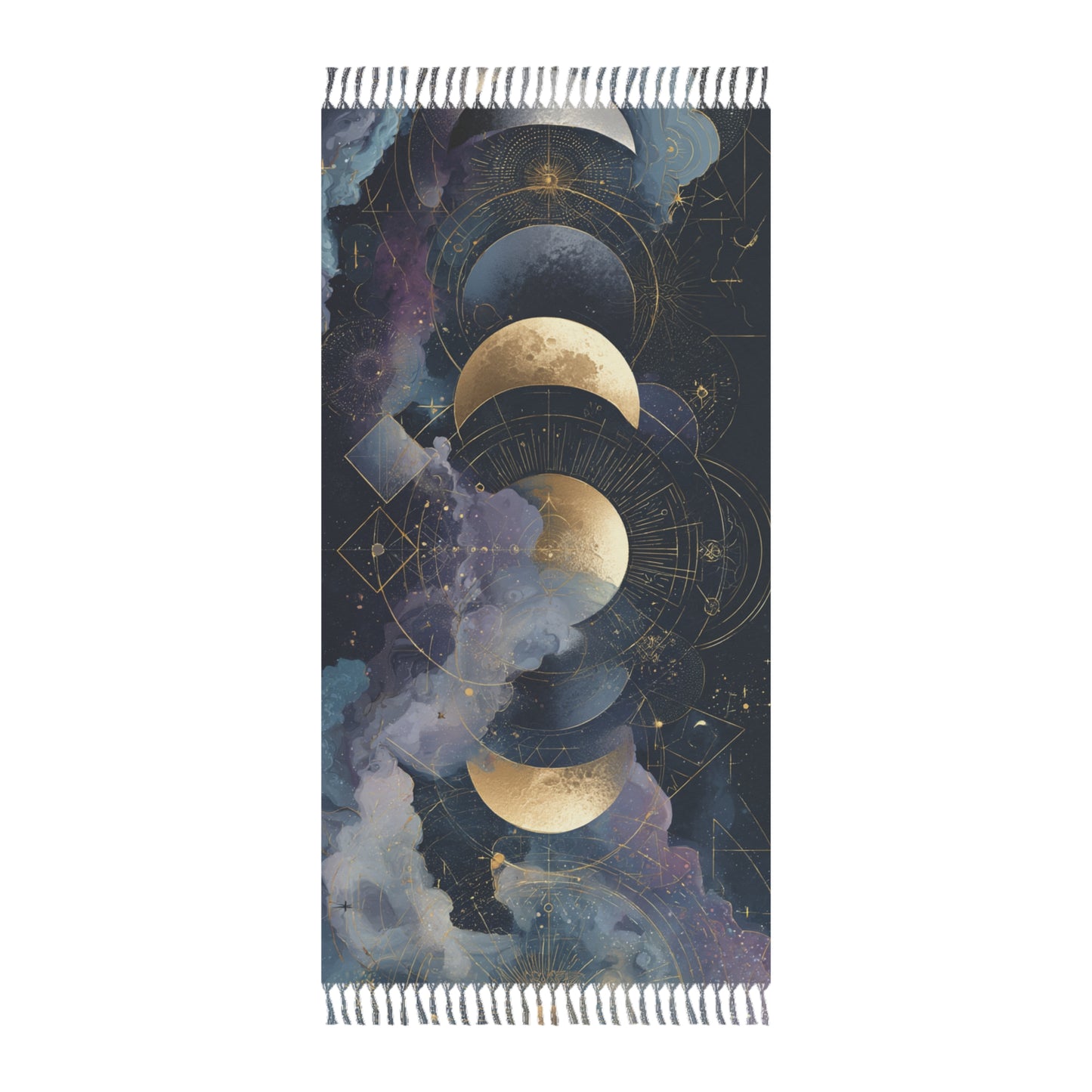 Boho Moon Phase Beach Towel, Astrology Decor, Crystal Beach Wrap, Meditation Blanket, Bohemian Gift for Beach Lovers