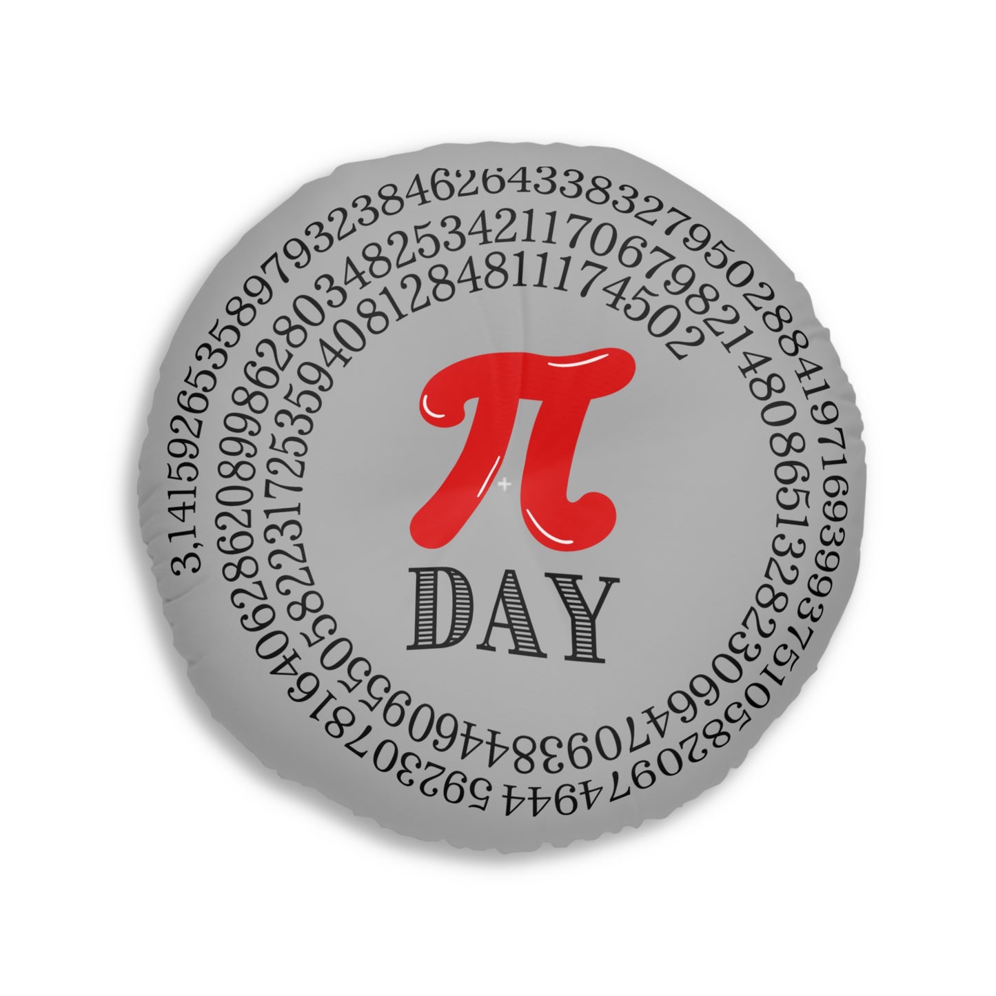 Pi Day Round Floor Pillow - Math Decor Cushion, Red Pi Symbol, Double-Sided, STEM Gift