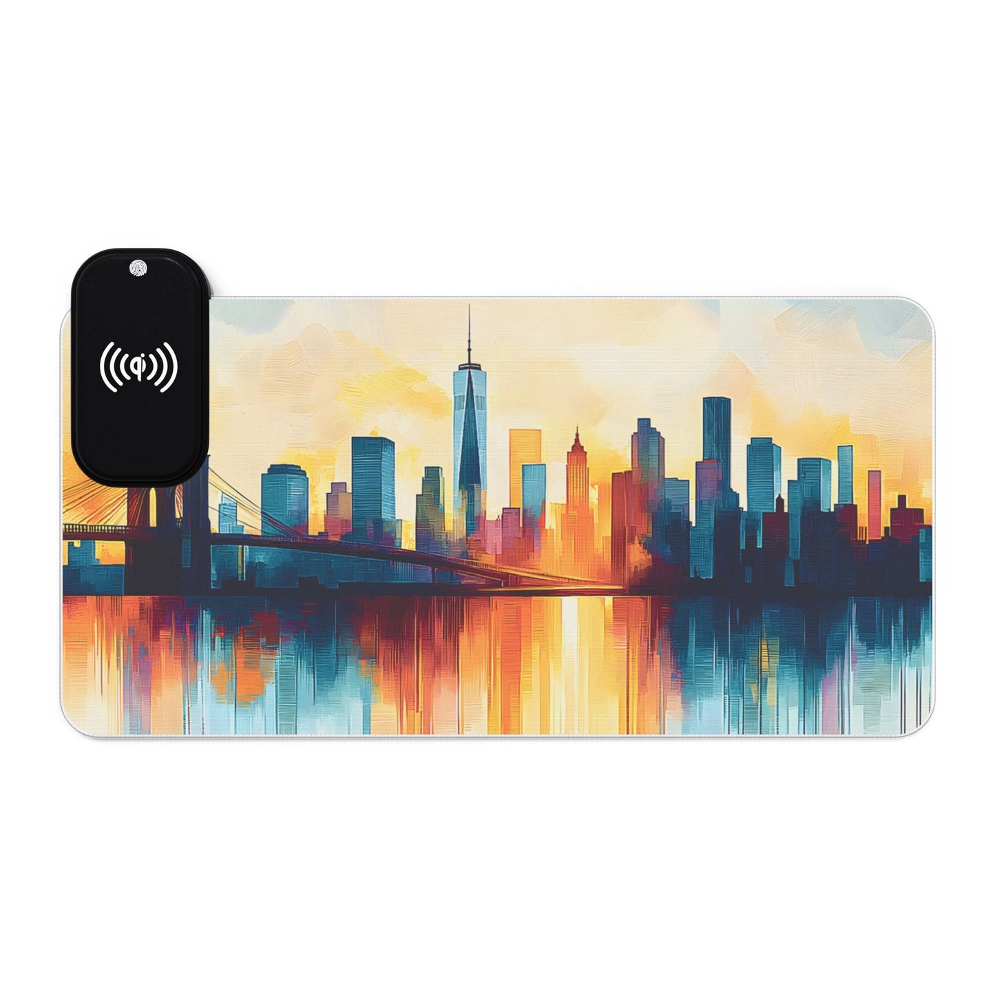 Cityscape rgb gaming mouse pad with Qi wireless charging, usb-c, 15w non-slip desk mat
