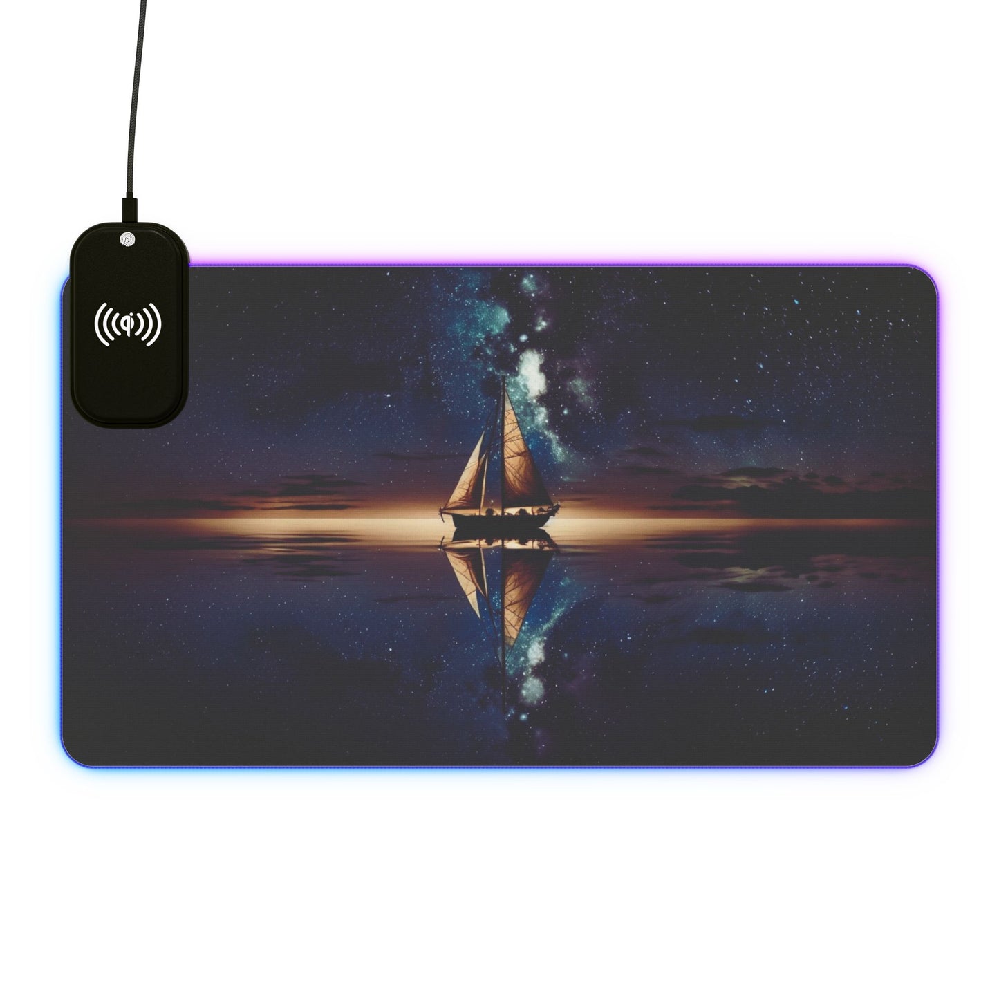 RGB Gaming Mouse Pad: Qi Wireless Charging, Starry Night Design