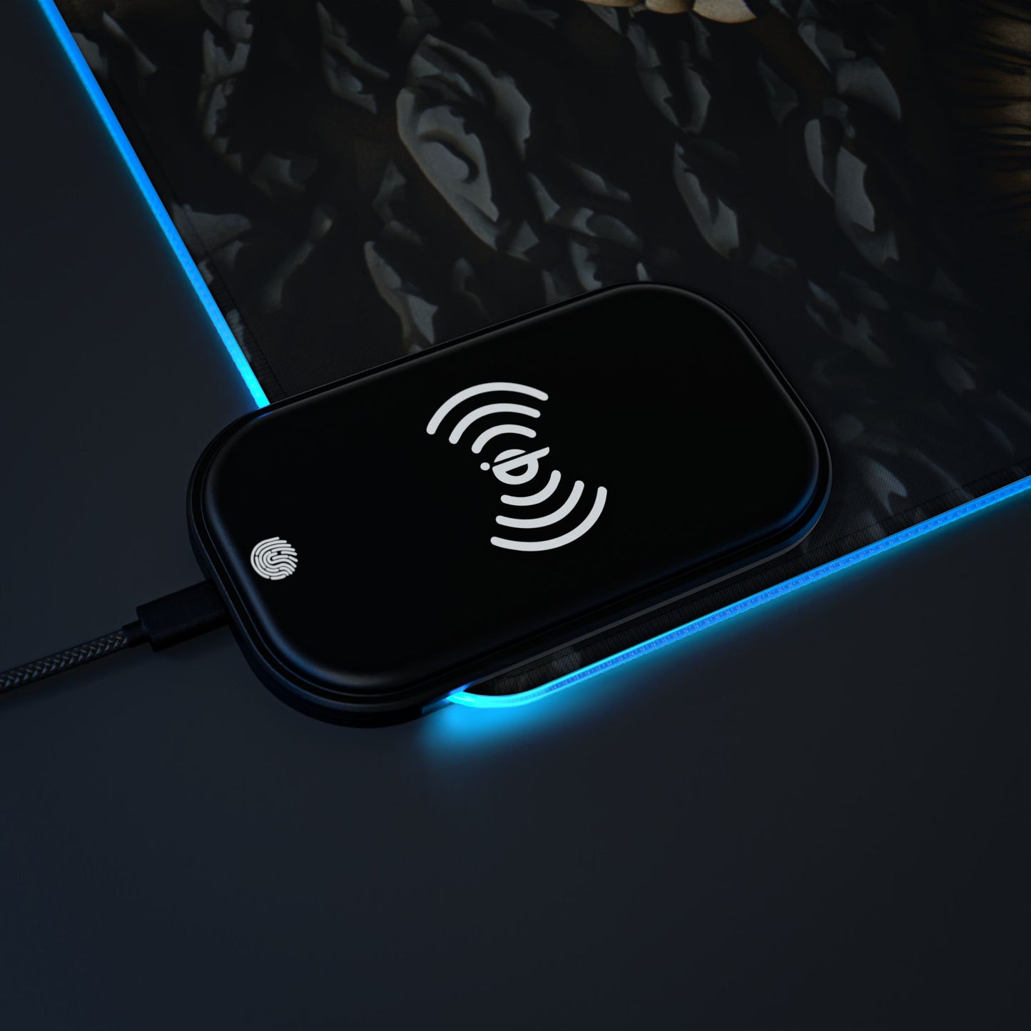 Lion Mandala RGB LED Gaming Mouse Pad with Wireless Charging