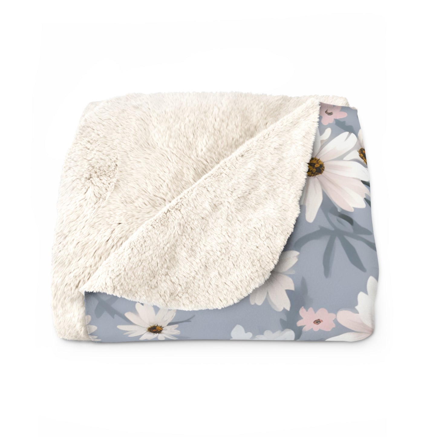 Boho Floral Throw Blanket | Soft Pink Daisy Sherpa Fleece | Cozy Couch Blanket for Bed | Aesthetic Home Decor Gift