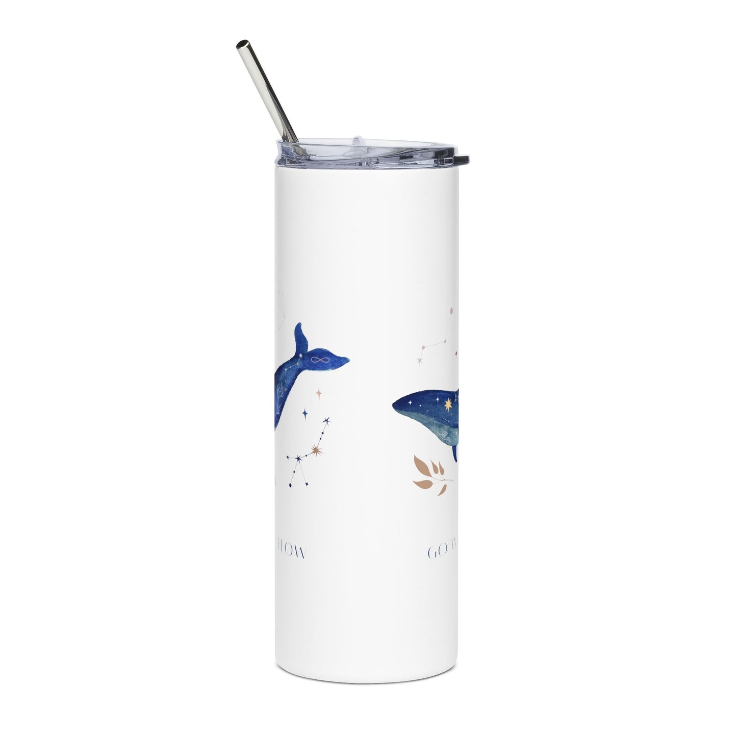 Celestial Whale 20 oz Stainless Steel Tumbler w/ Lid & Straw | Ocean Lover Gift