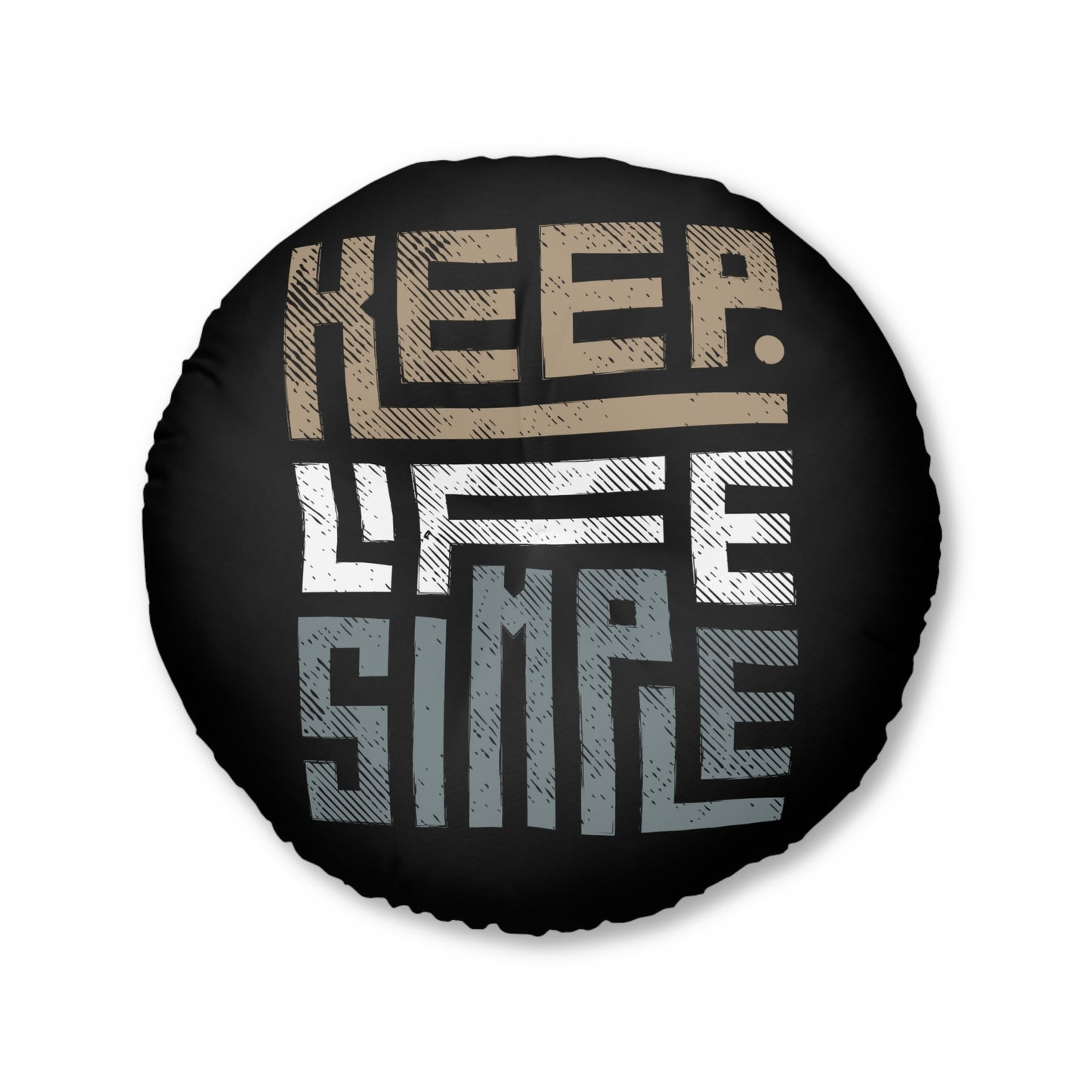 Round Tufted Floor Pillow - KEEP LIFE SIMPLE Black Cushion, Modern Minimalist Seating