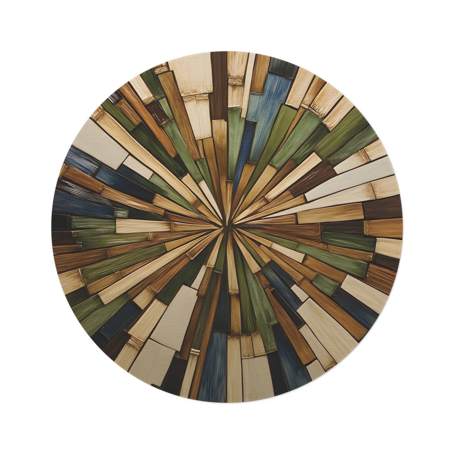 60" Abstract Sunburst Round Rug, Soft Chenille Earth Tones, Modern Art Decor