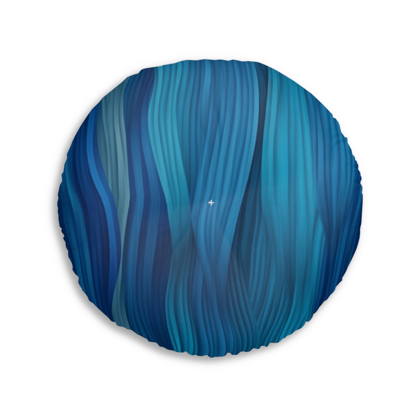 Round Tufted Floor Pillow, Blue Aurora Boho Cushion – Cozy Floor Seating & Meditation