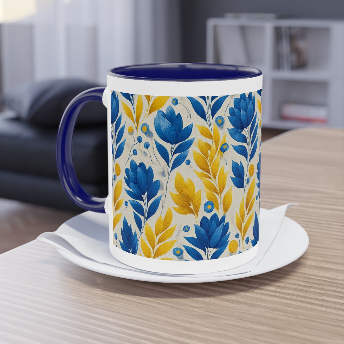 Floral Two-Tone Coffee Mug, Perfect for Home or Office, Gift for Coffee Lovers, Unique Kitchen Decor, Ideal for Birthdays, Mother's Day