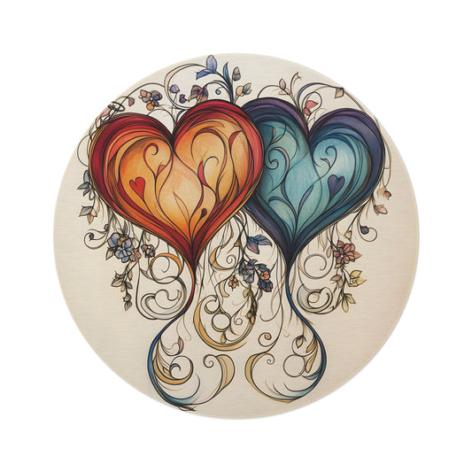60-inch Round Heart Rug in Colorful Chenille – Non-slip Floral Art for Living Rooms