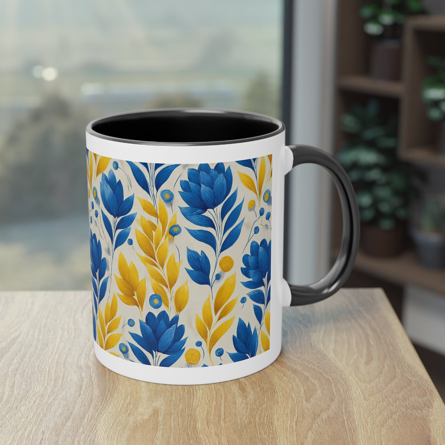 Floral Two-Tone Coffee Mug, Perfect for Home or Office, Gift for Coffee Lovers, Unique Kitchen Decor, Ideal for Birthdays, Mother's Day