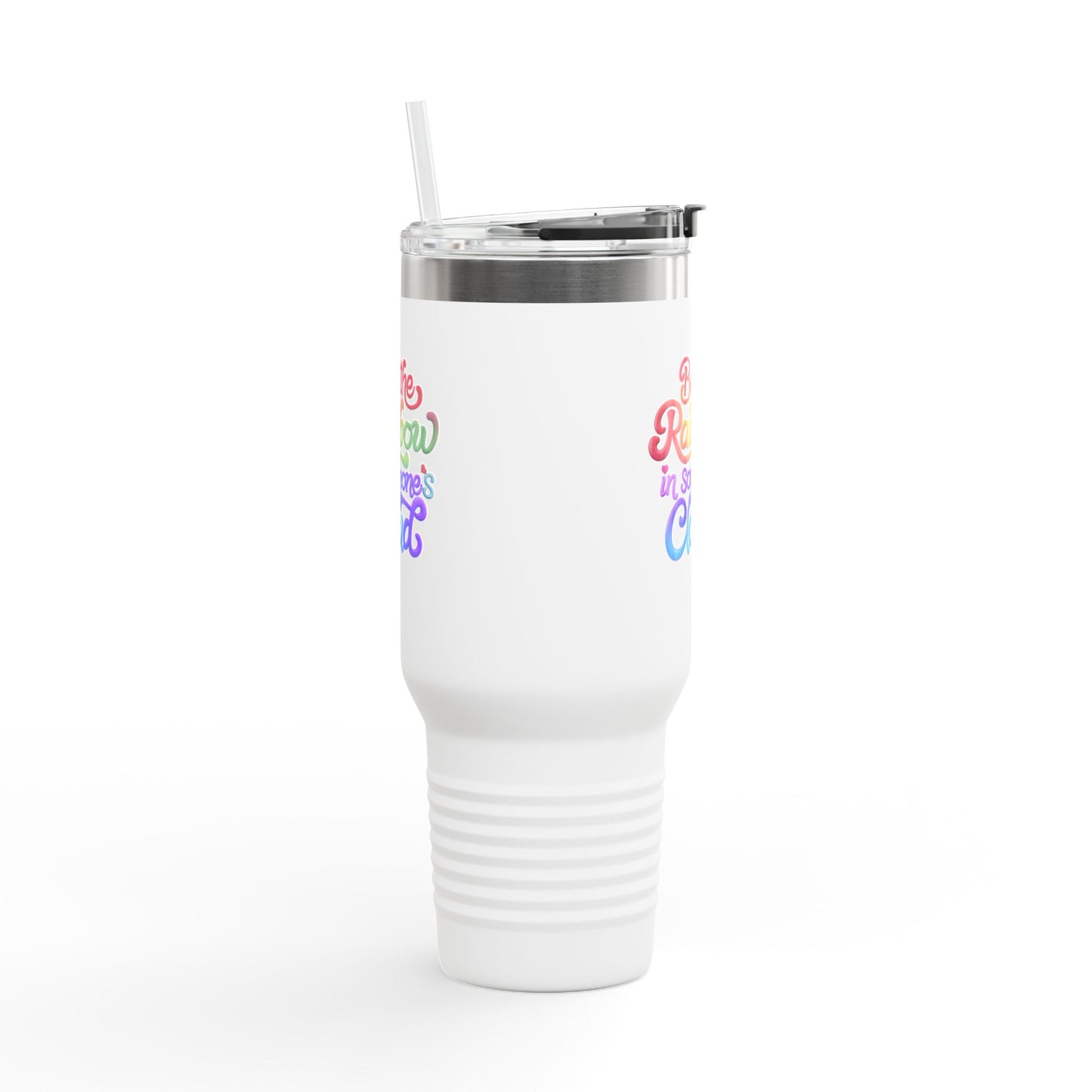 40oz Insulated Travel Mug – Stainless Steel, Spill-Proof, Motivational Rainbow Design
