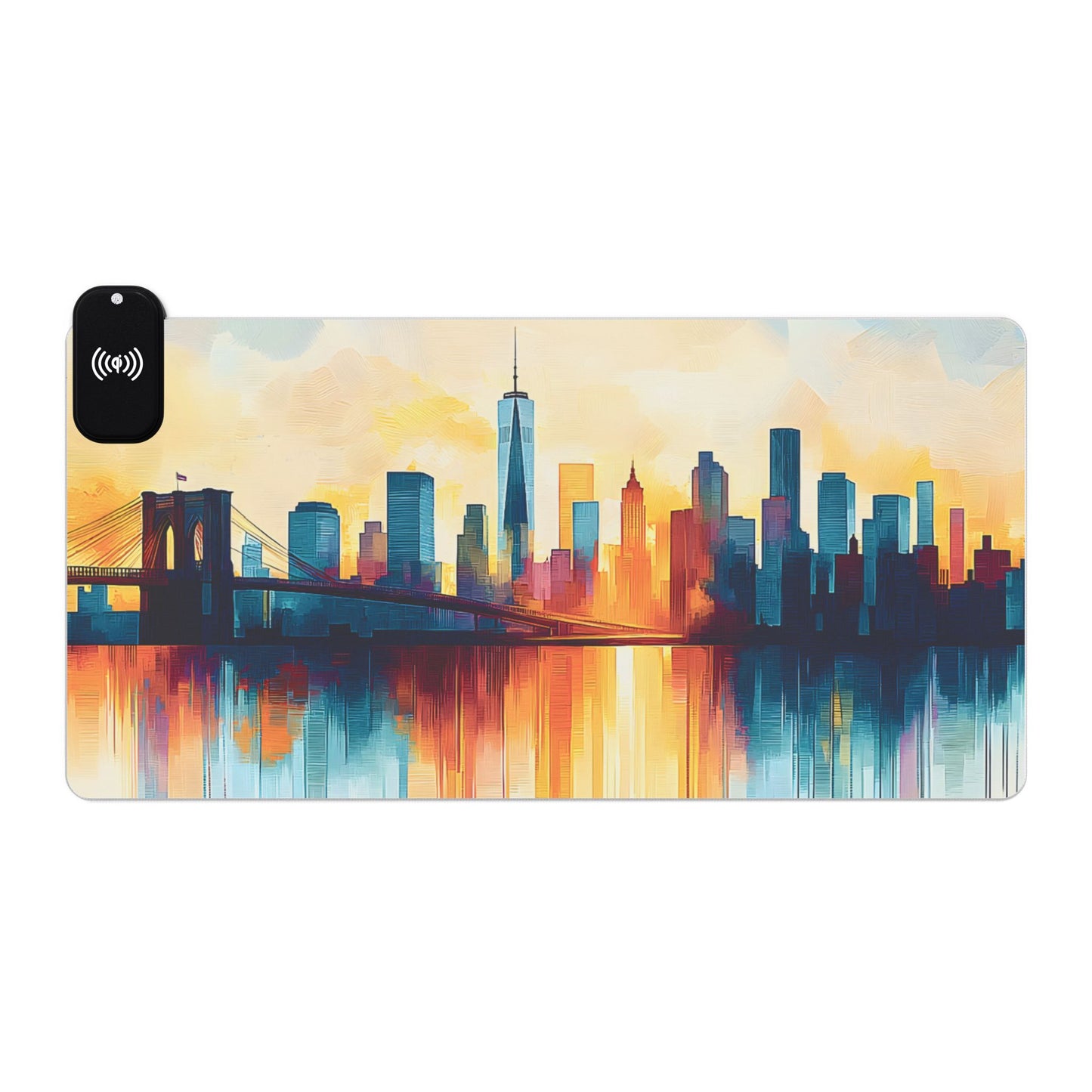 Cityscape rgb gaming mouse pad with Qi wireless charging, usb-c, 15w non-slip desk mat