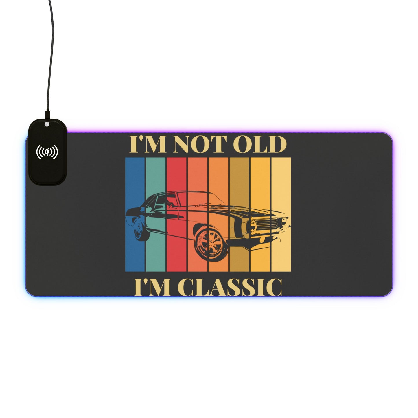 Vintage Car RGB Gaming Mouse Pad with Wireless Charging