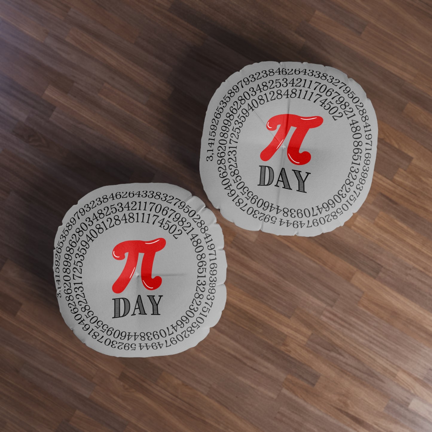 Pi Day Round Floor Pillow - Math Decor Cushion, Red Pi Symbol, Double-Sided, STEM Gift
