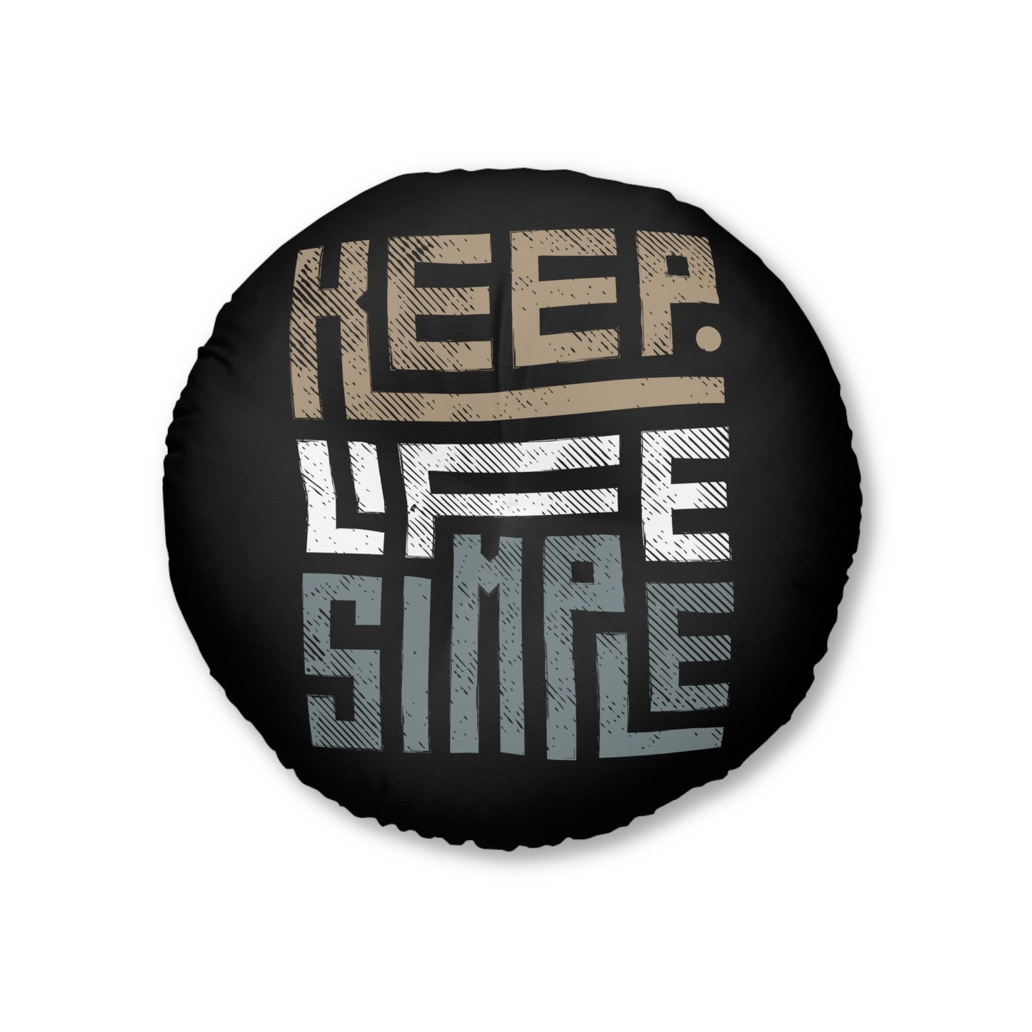 Round Tufted Floor Pillow - KEEP LIFE SIMPLE Black Cushion, Modern Minimalist Seating