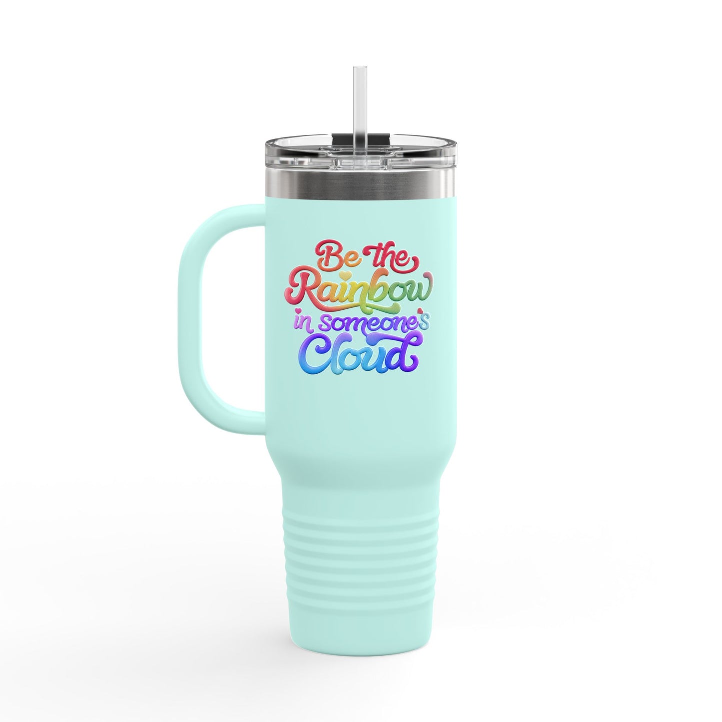 40oz Insulated Travel Mug – Stainless Steel, Spill-Proof, Motivational Rainbow Design