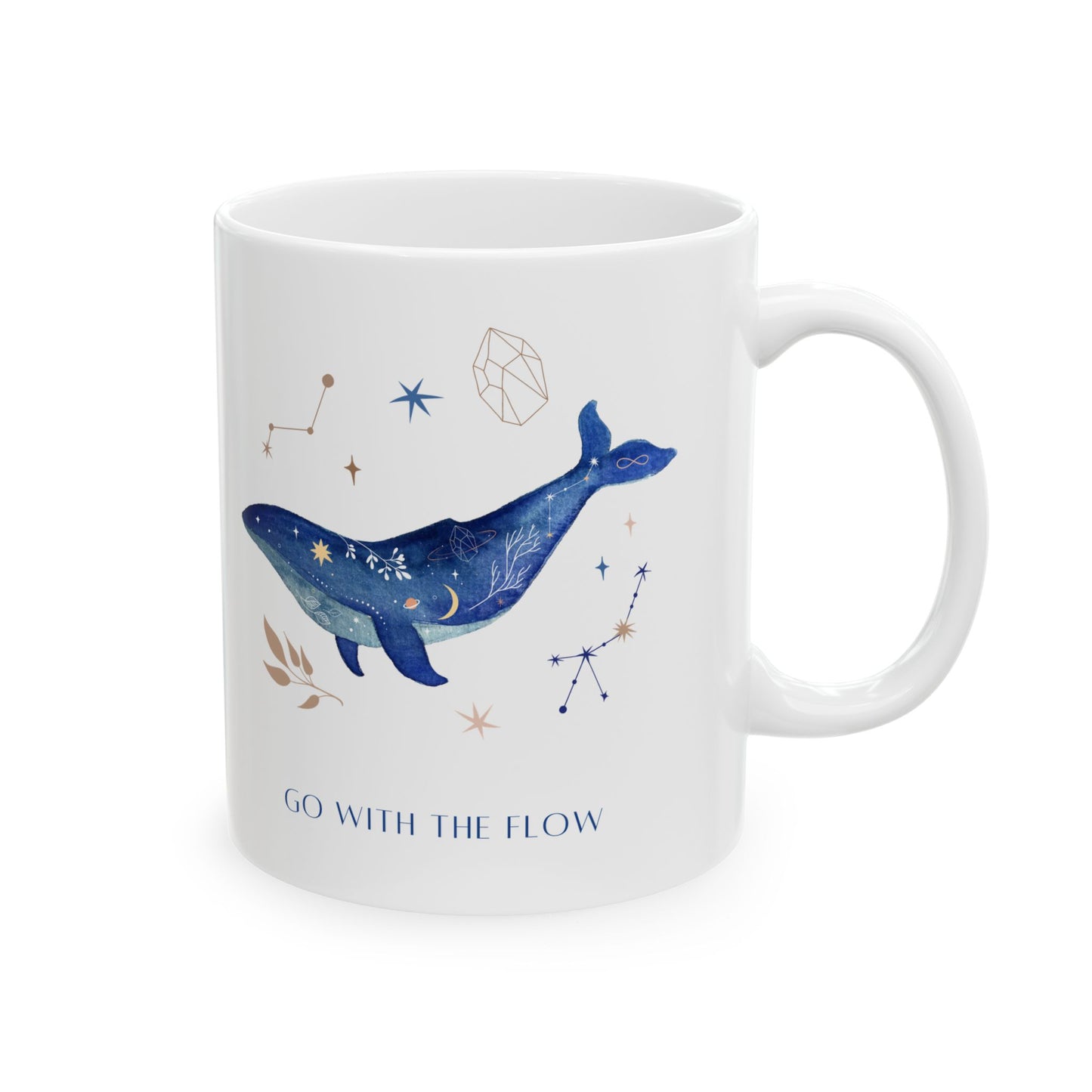 Galaxy Whale Coffee Mug | Celestial Ocean Art Cup | Go With The Flow Mindfulness Gift for Star Gazers