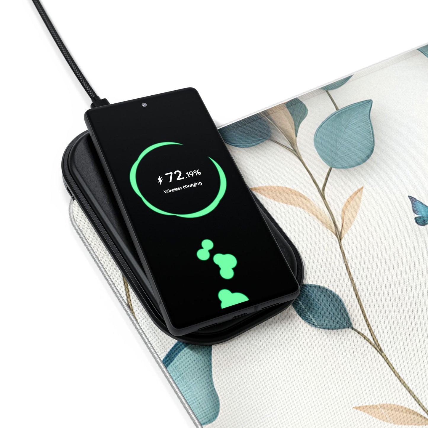 Floral RGB LED Gaming Mouse Pad 39x20 – Large Wireless Charging Desk Mat Non-Slip