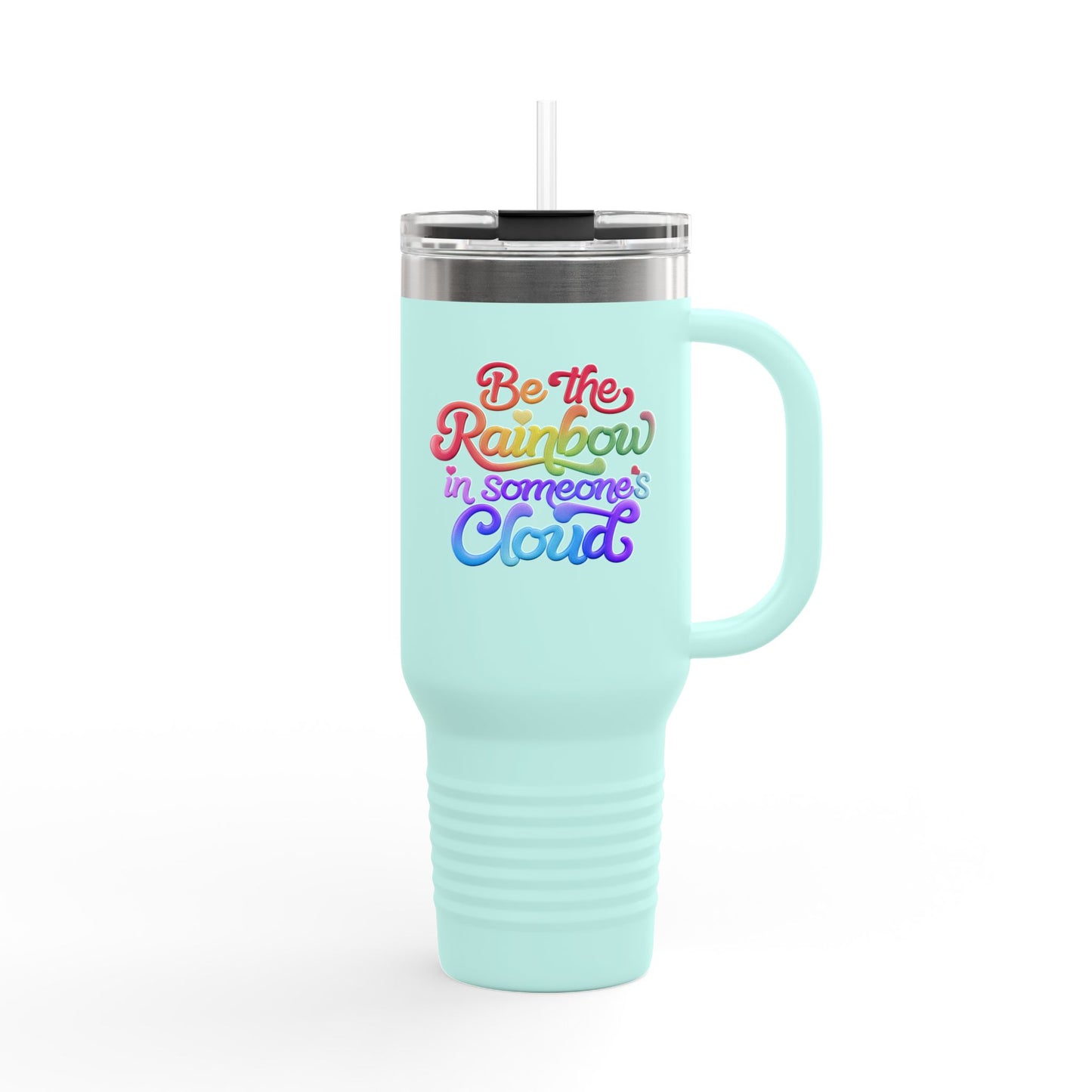 40oz Insulated Travel Mug – Stainless Steel, Spill-Proof, Motivational Rainbow Design