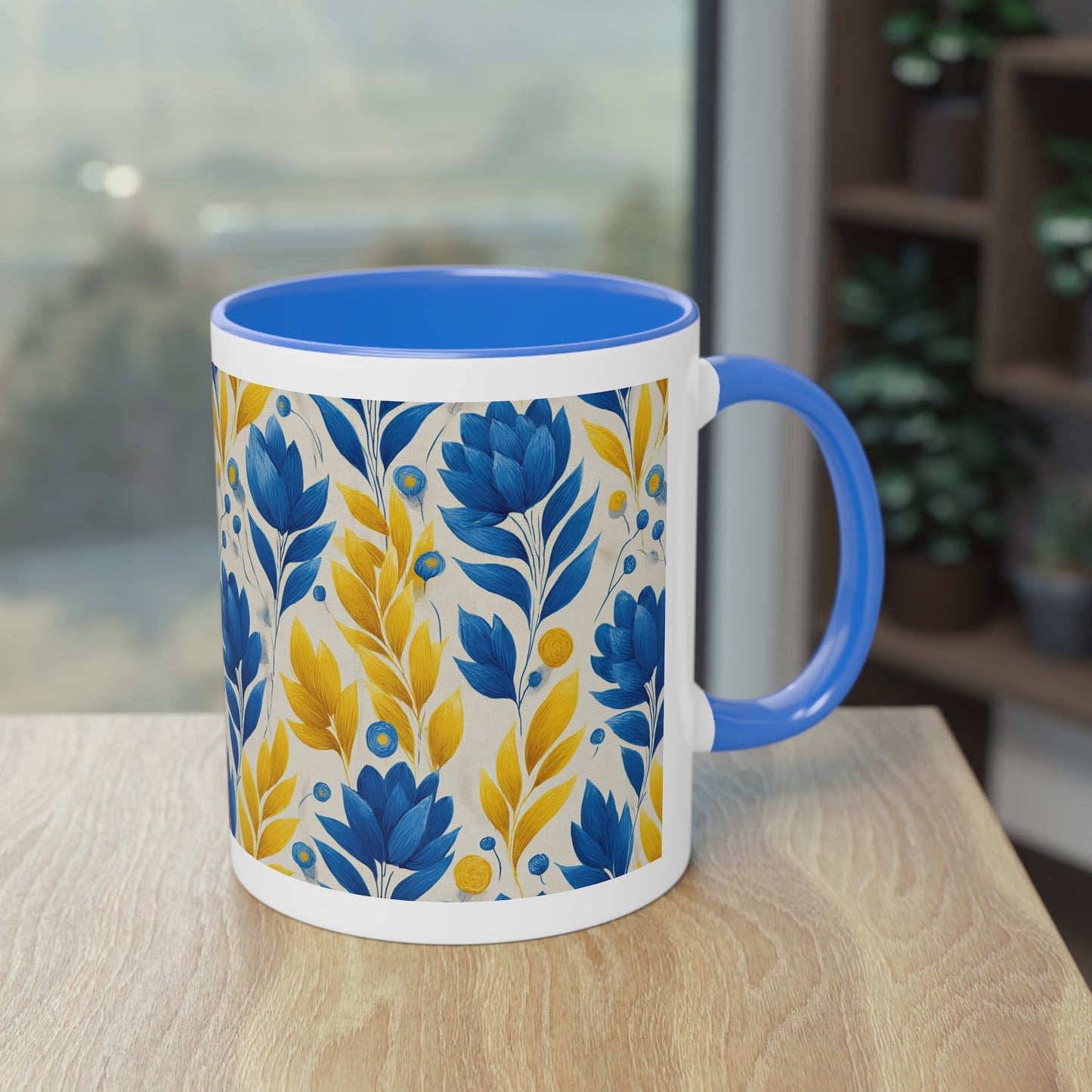 Floral Two-Tone Coffee Mug, Perfect for Home or Office, Gift for Coffee Lovers, Unique Kitchen Decor, Ideal for Birthdays, Mother's Day