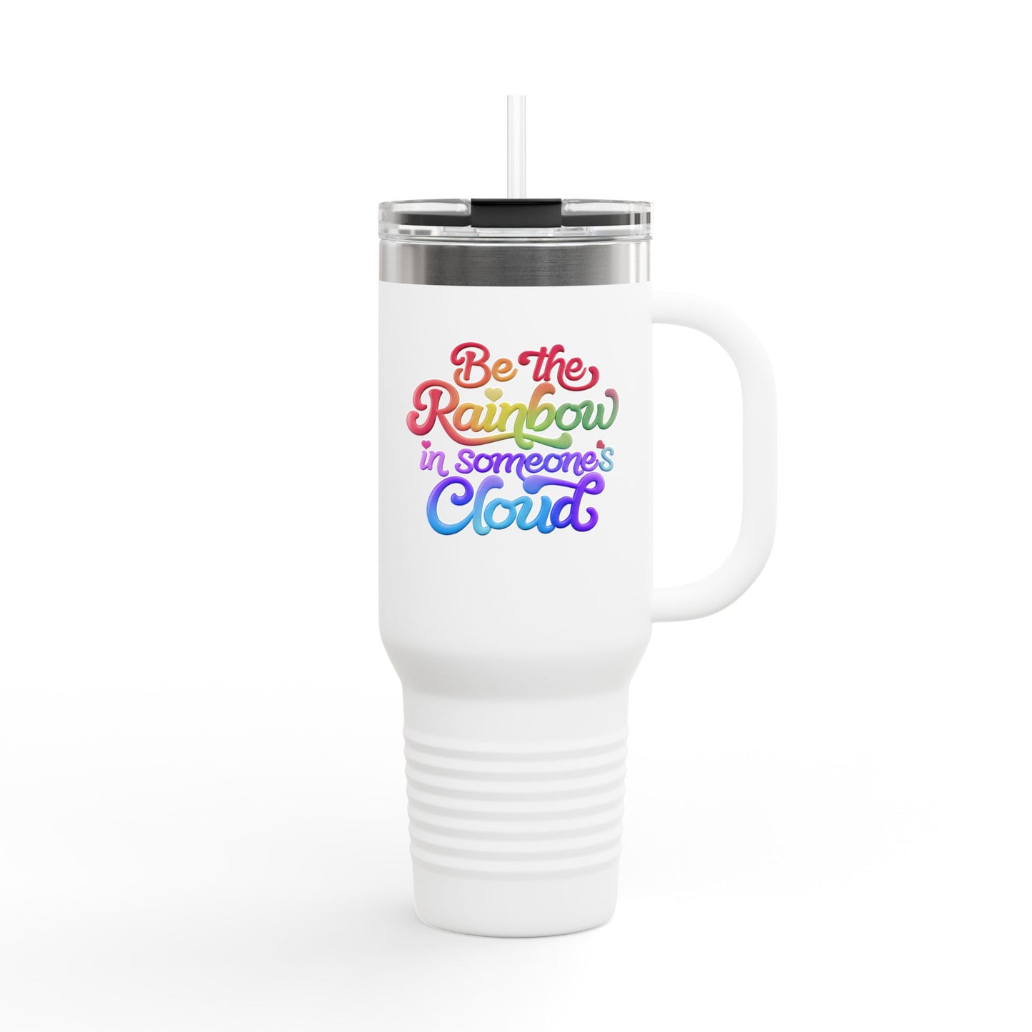 40oz Insulated Travel Mug – Stainless Steel, Spill-Proof, Motivational Rainbow Design