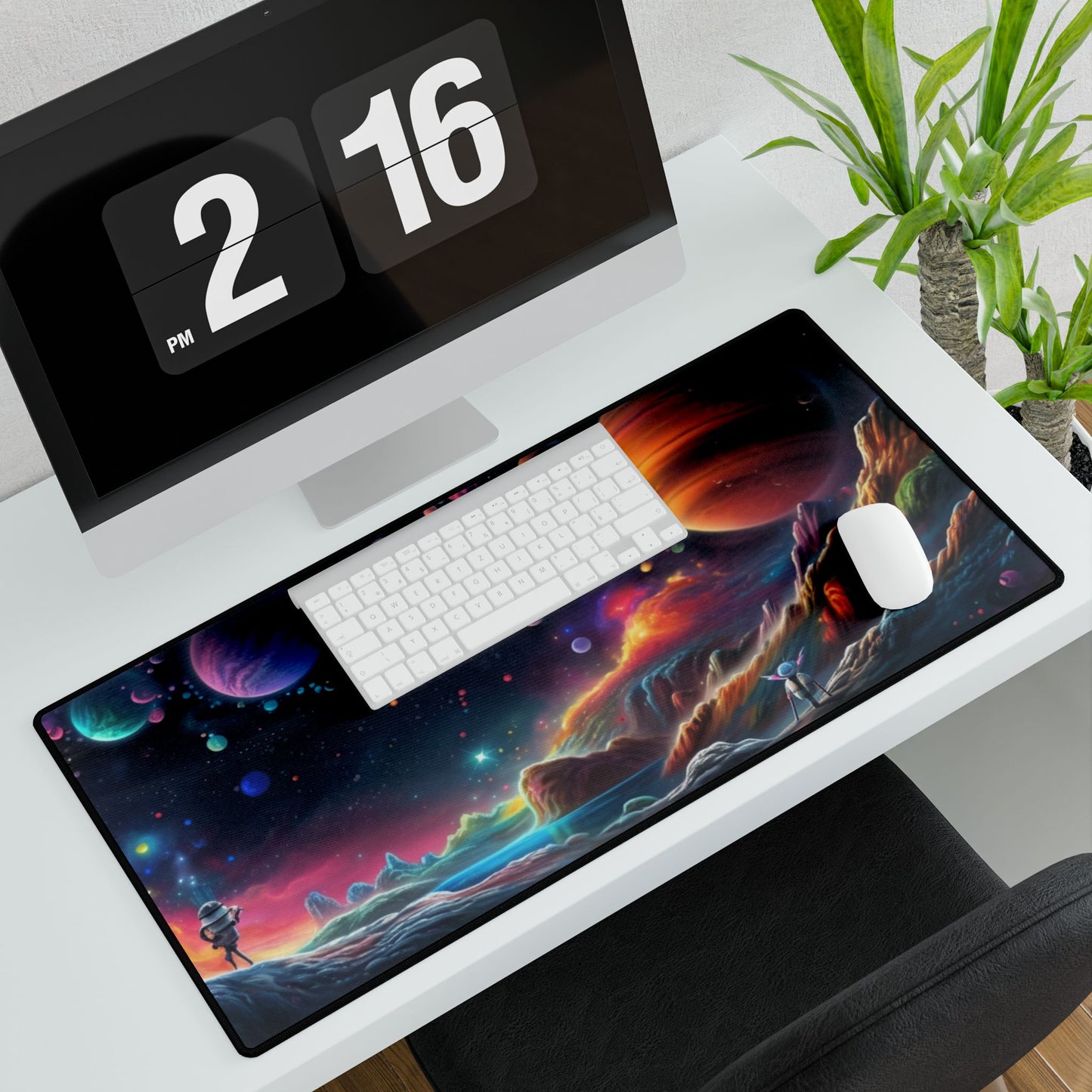 Space Themed Desk Mat | Large Galaxy Desk Pad for Gaming & Office | Cosmic Astronaut Mousepad