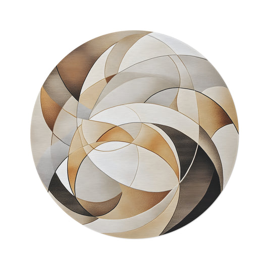 60-inch Round Geometric Area Rug — Optical Illusion Pattern, Plush Chenille, Non-Slip Backing