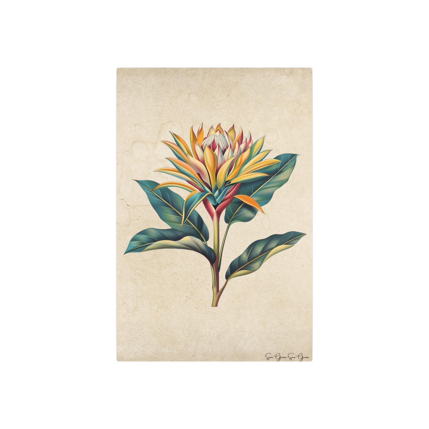 3D Floral Metal Wall Art - Botanical Aluminum Print with Matte Finish, Artist Signed