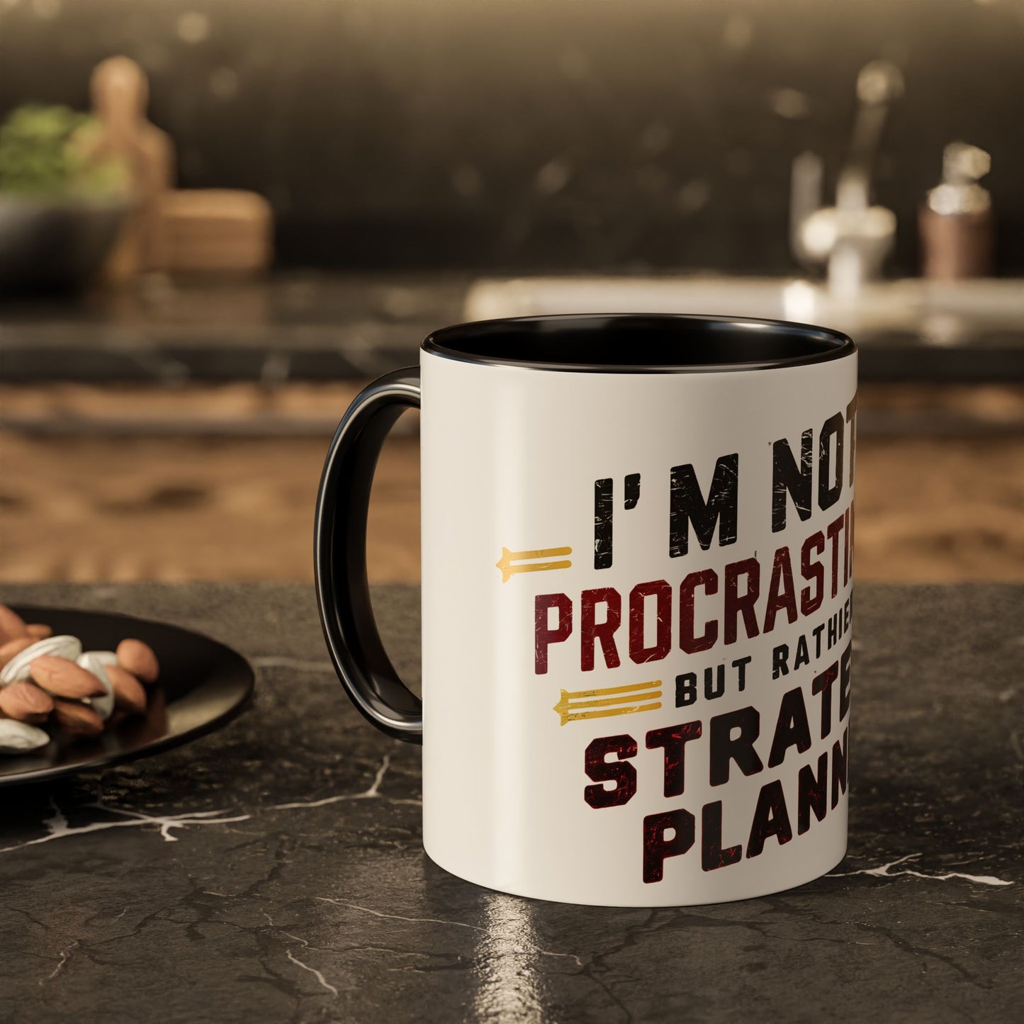 Colorful Mugs, 11oz with Funny saying: "I'm not a procrastinator but rather a strategic planner"