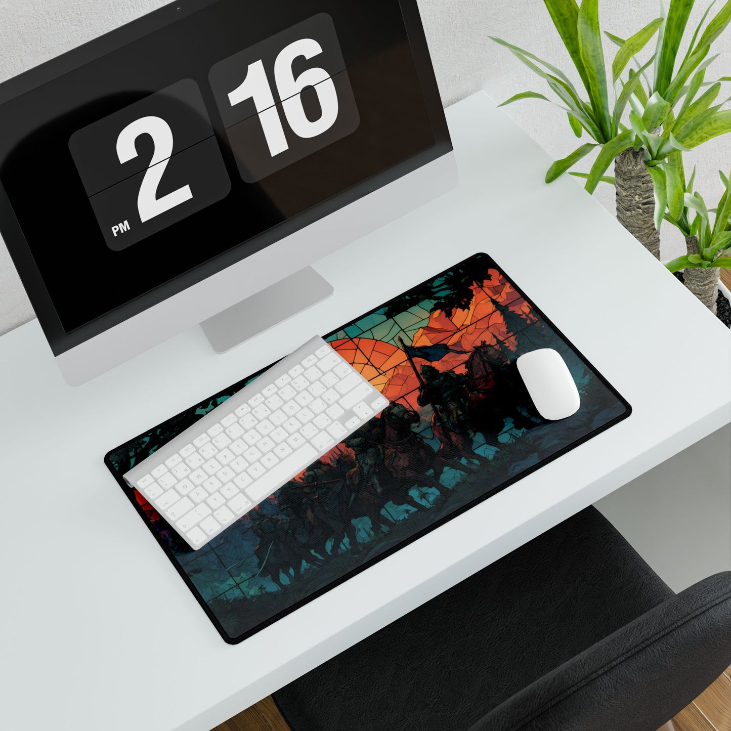 Viking Horsemen Sunset Desk Mat | Nordic Saga Landscape Mouse Pad