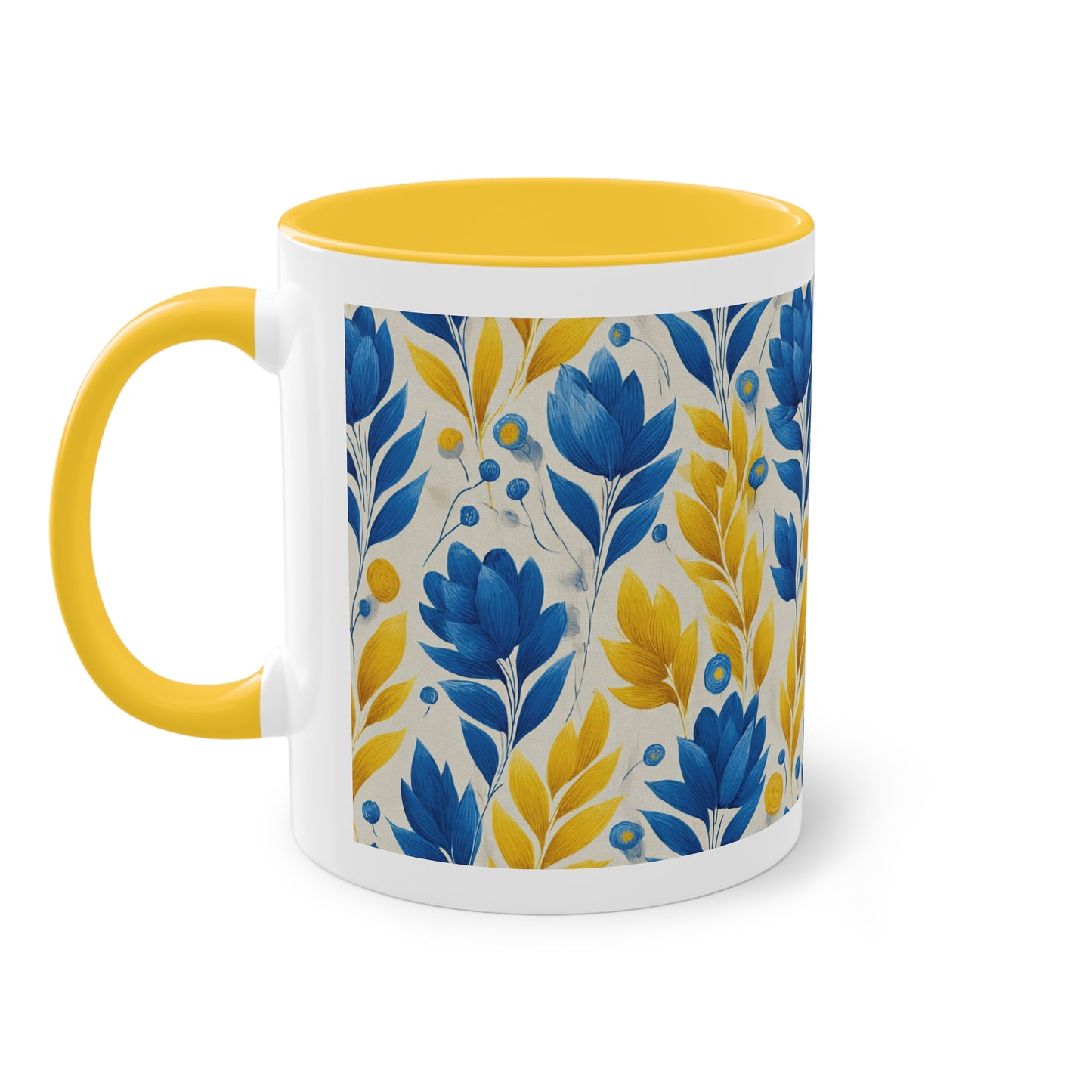 Floral Two-Tone Coffee Mug, Perfect for Home or Office, Gift for Coffee Lovers, Unique Kitchen Decor, Ideal for Birthdays, Mother's Day