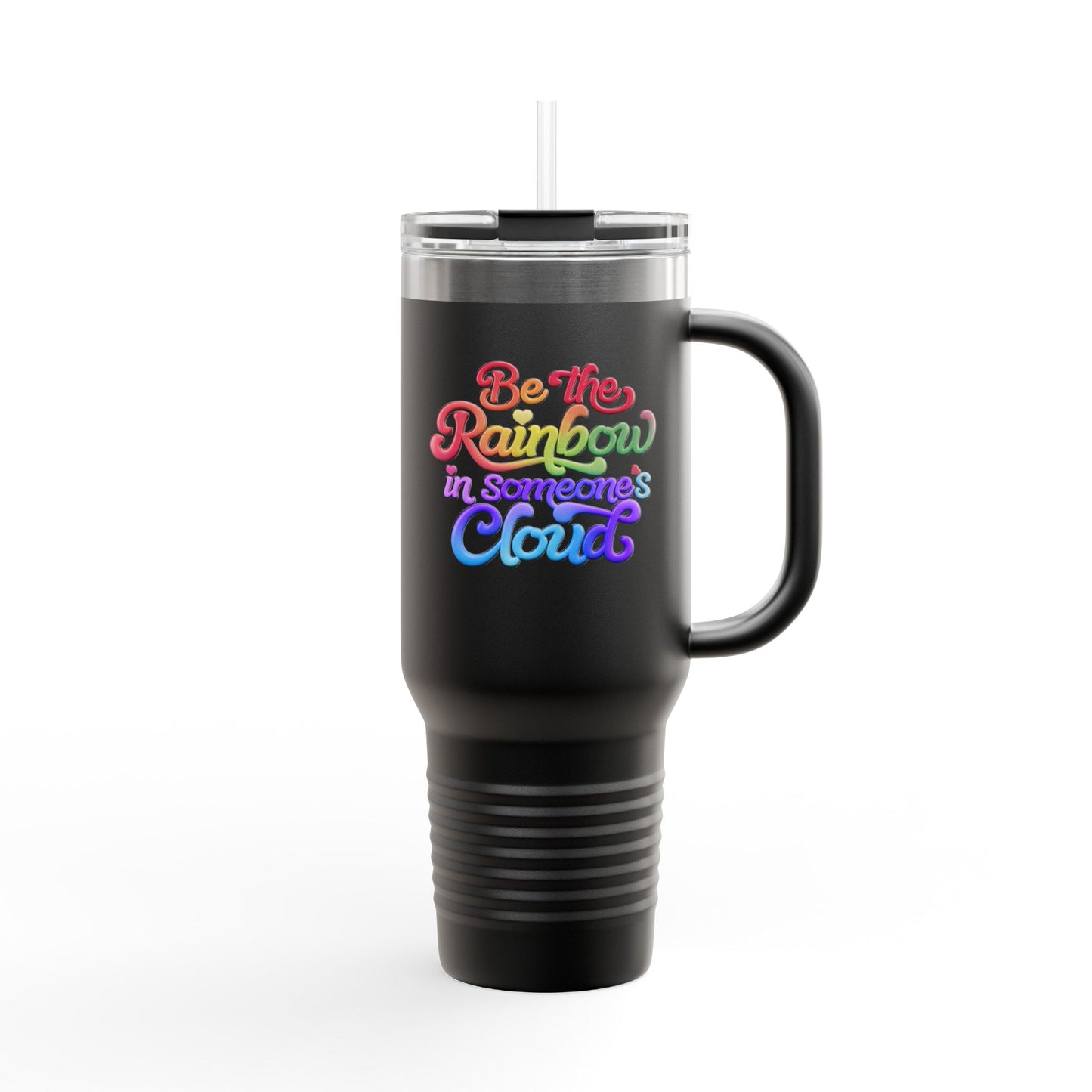 40oz Insulated Travel Mug – Stainless Steel, Spill-Proof, Motivational Rainbow Design