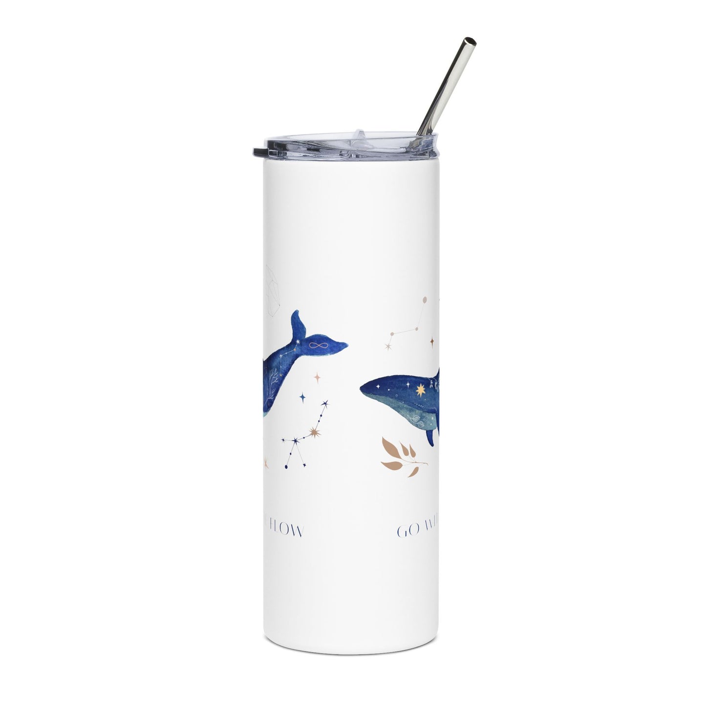 Celestial Whale 20 oz Stainless Steel Tumbler w/ Lid & Straw | Ocean Lover Gift