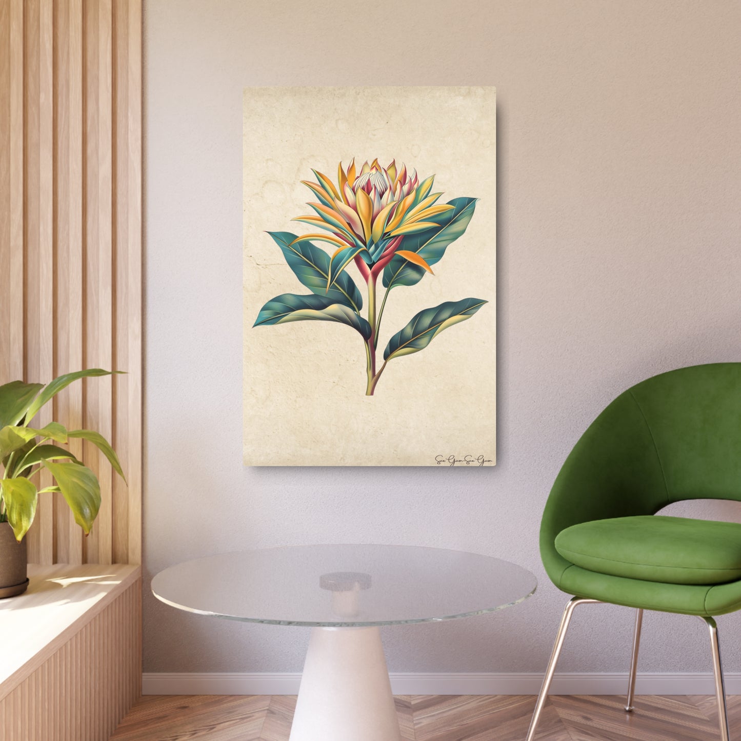 3D Floral Metal Wall Art - Botanical Aluminum Print with Matte Finish, Artist Signed